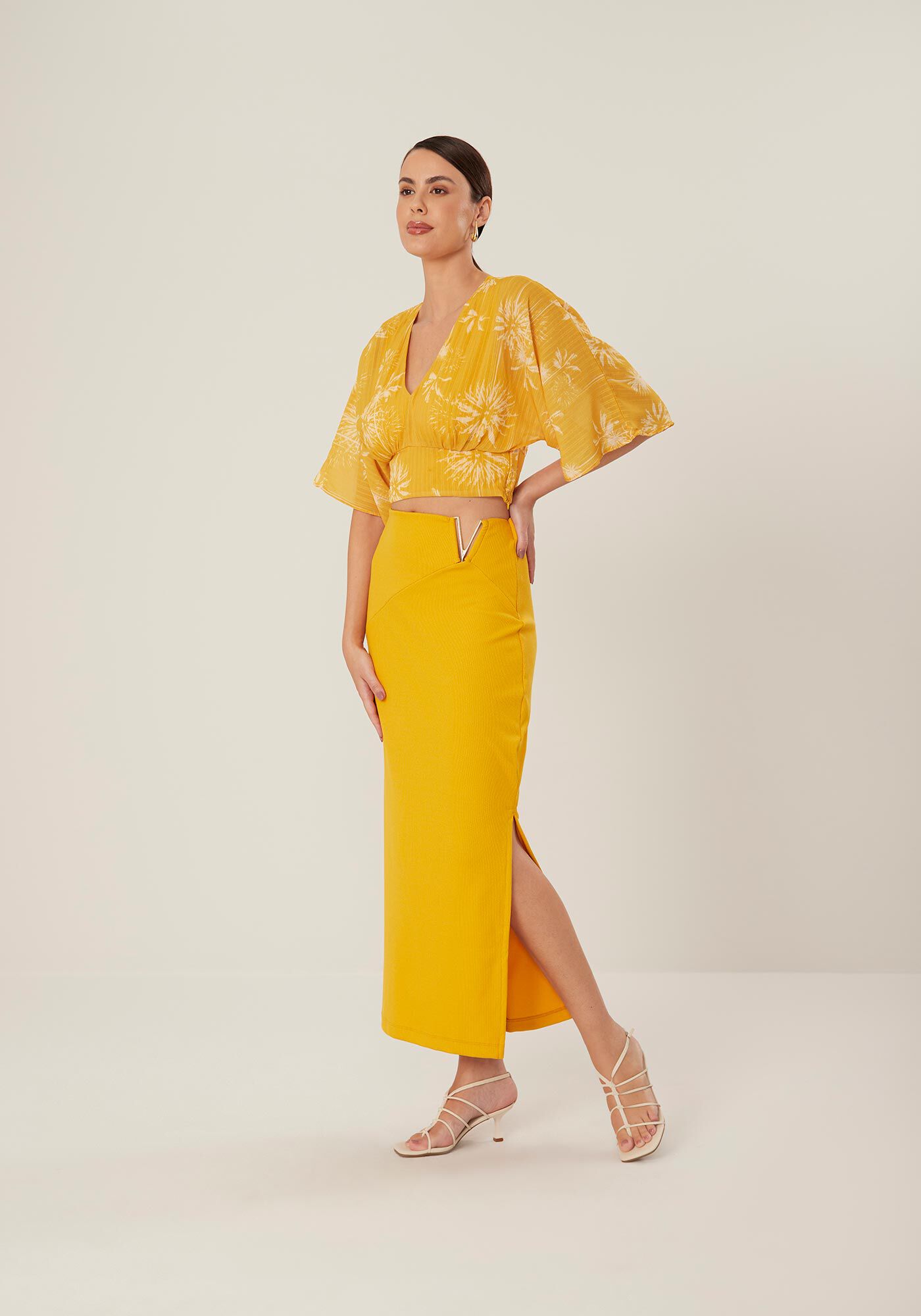 Blusa Cropped Manga 3/4 Estampada, , large.