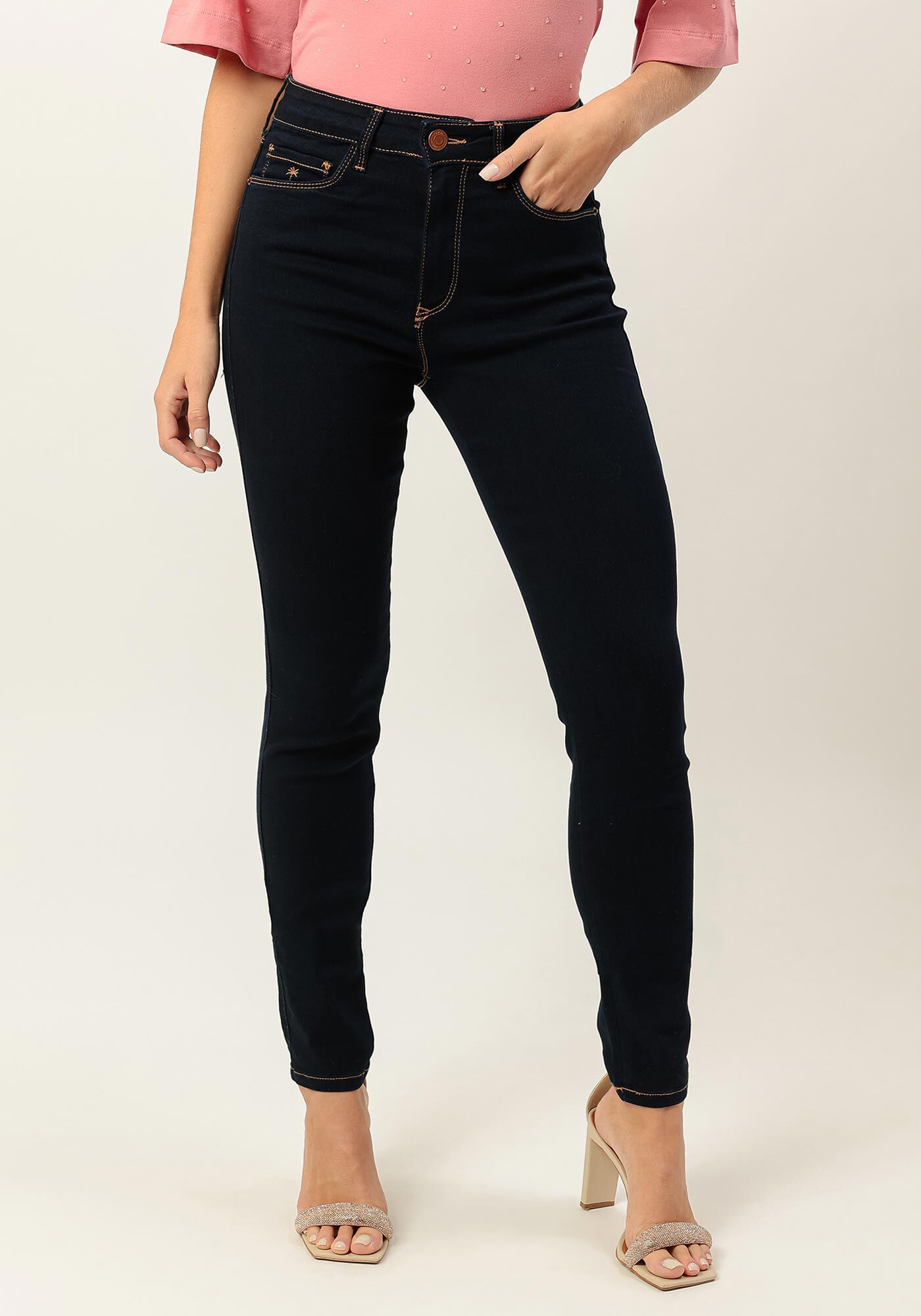 Cal&ccedil;a Jeans Skinny com Cintura Alta, JEANS, large.