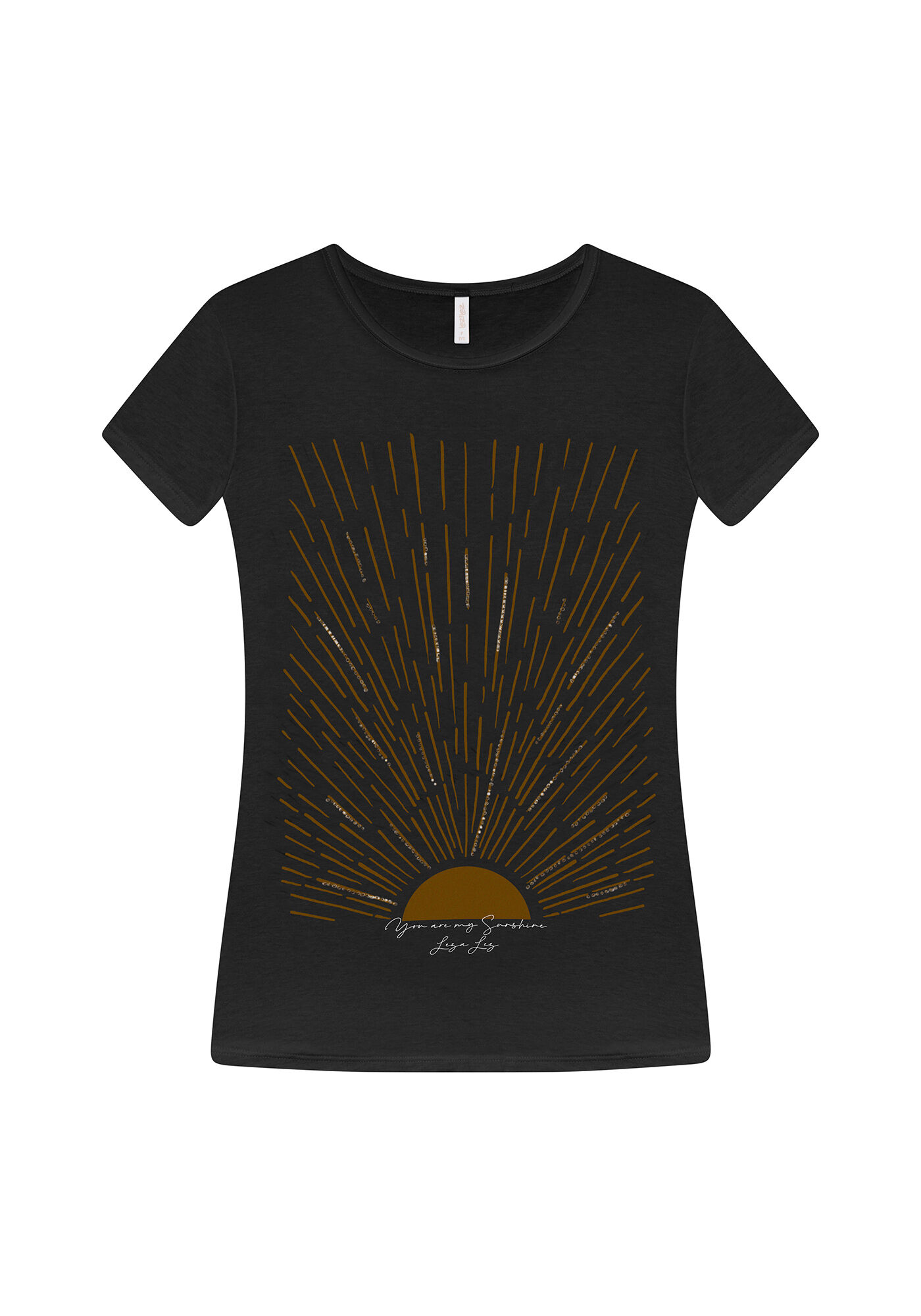 T-shirt Estampada Corrente Strass, PRETO, large.