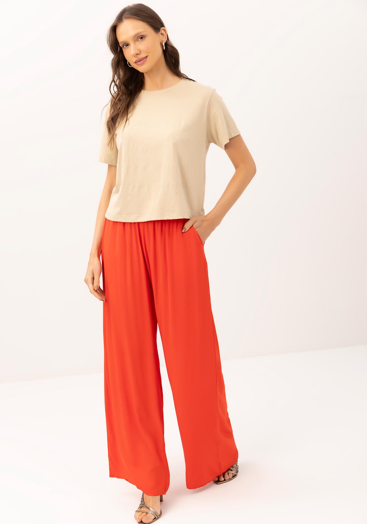 T-shirt em Malha Prime com Strass Liner, , large.