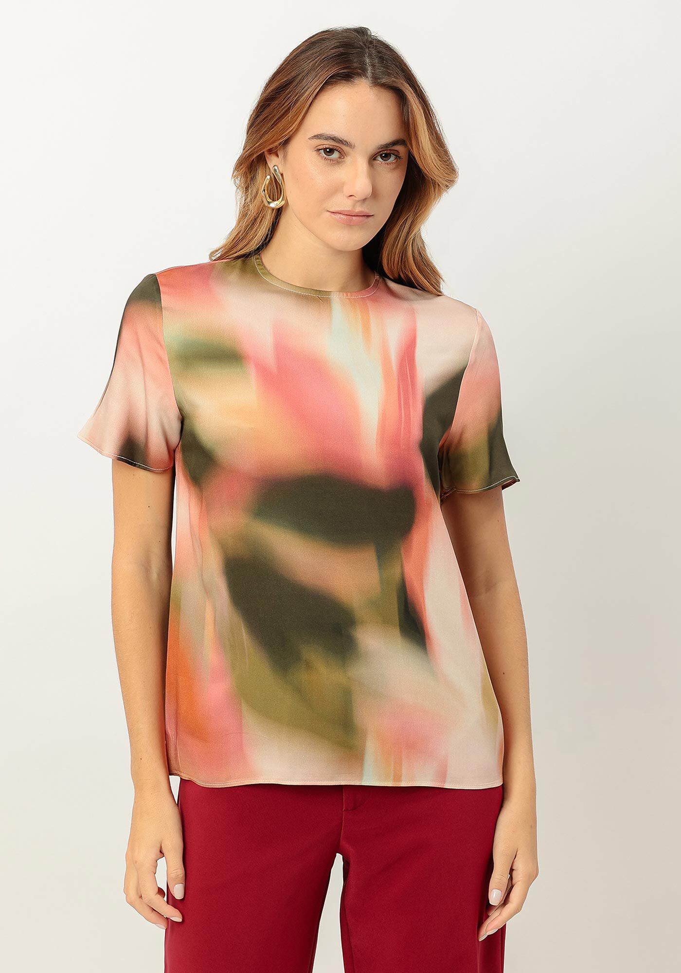 Blusa Manga Curta Estampada, , large.