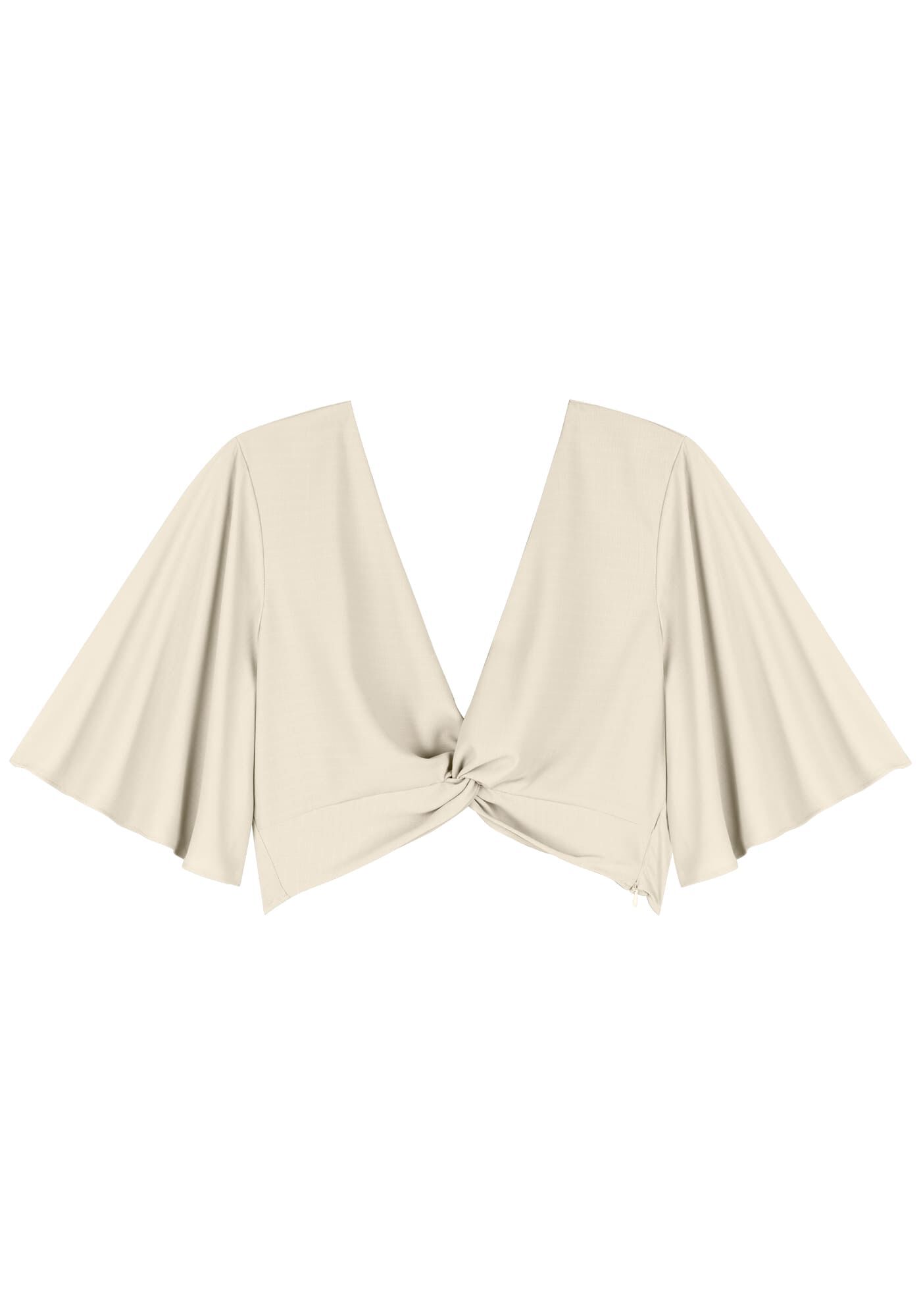 Blusa Cropped De Mangas M&eacute;dias Com Tor&ccedil;&atilde;o No Decote, , large.