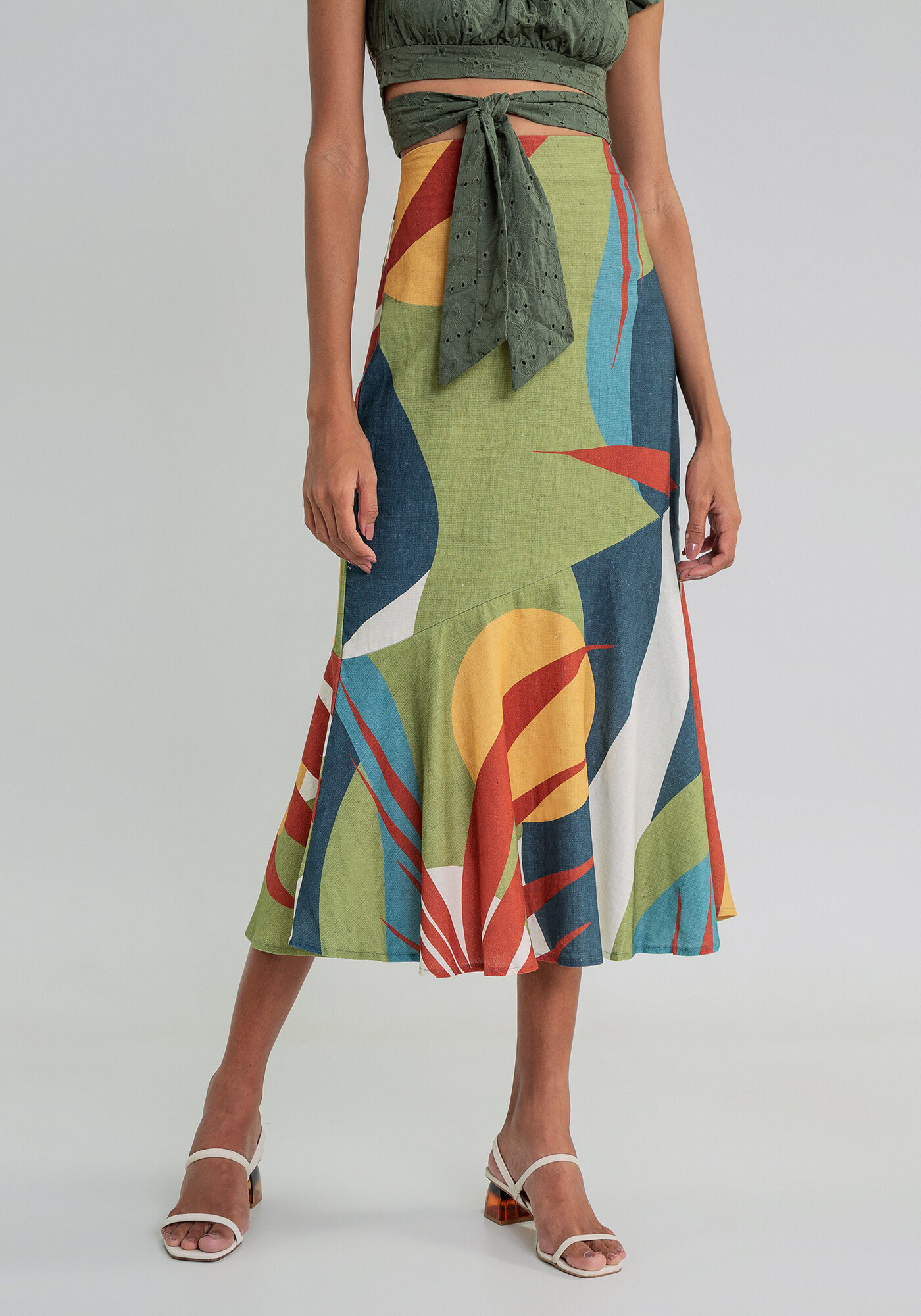 Saia M&iacute;di Babado God&ecirc; Estampa, , large.