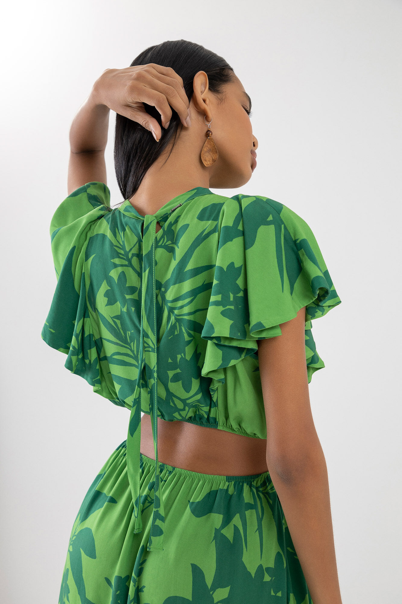 Vestido Midi Estampado em Viscose com Cut Out, , large.