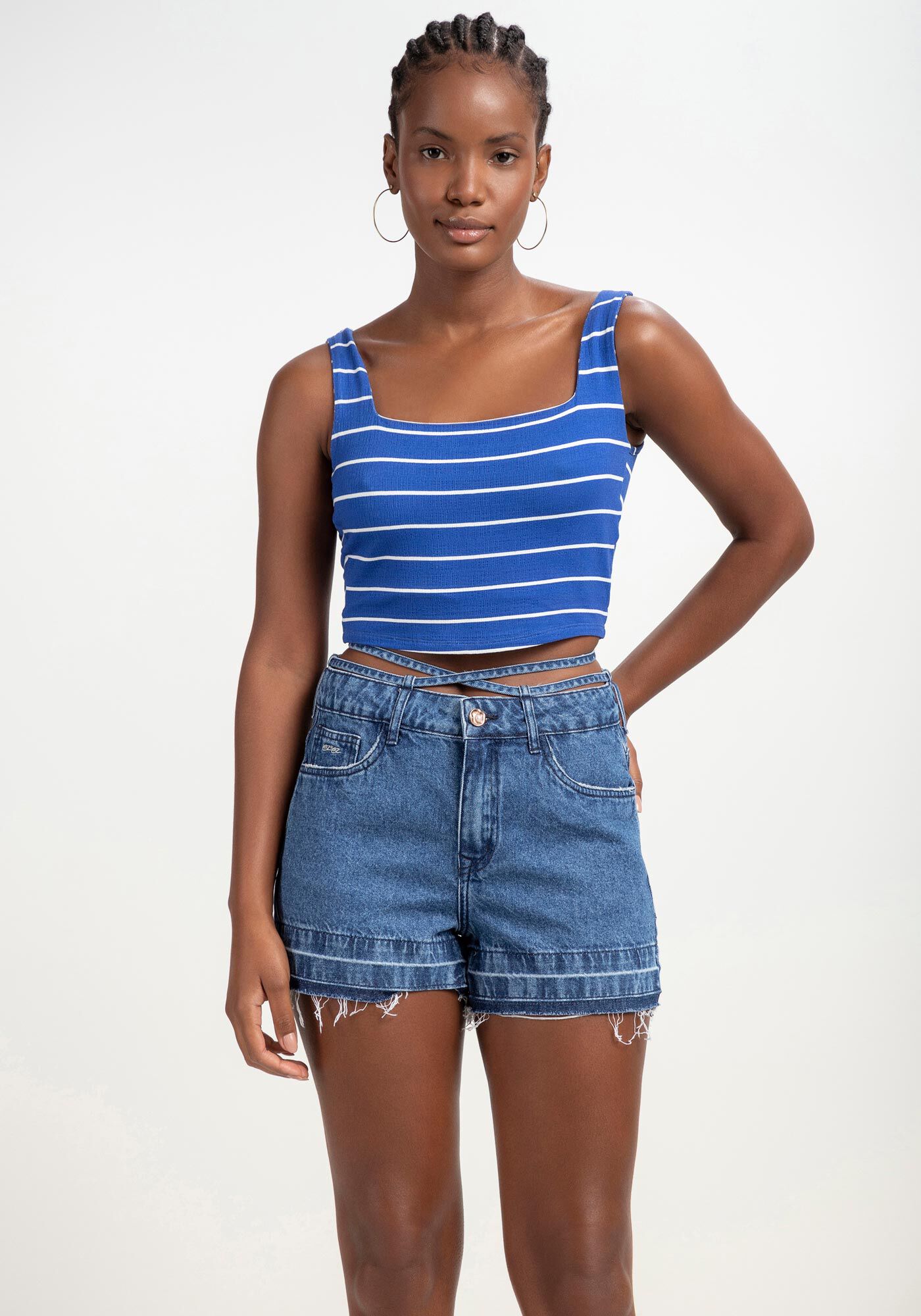 Regata Cropped em Malha com Decote Quadrado, , large.