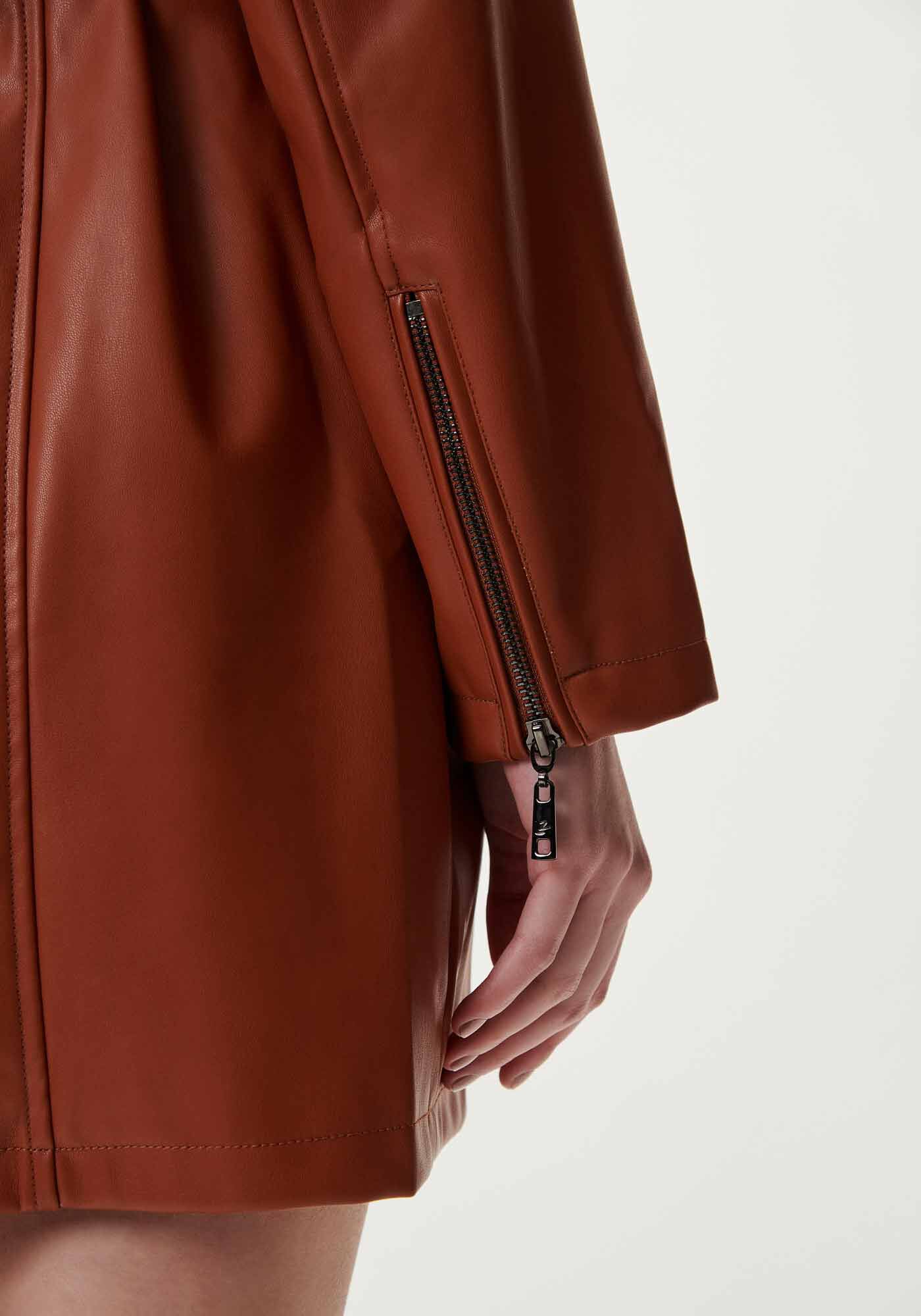 Sobretudo em PU com Cinto, CARAMELO, large.