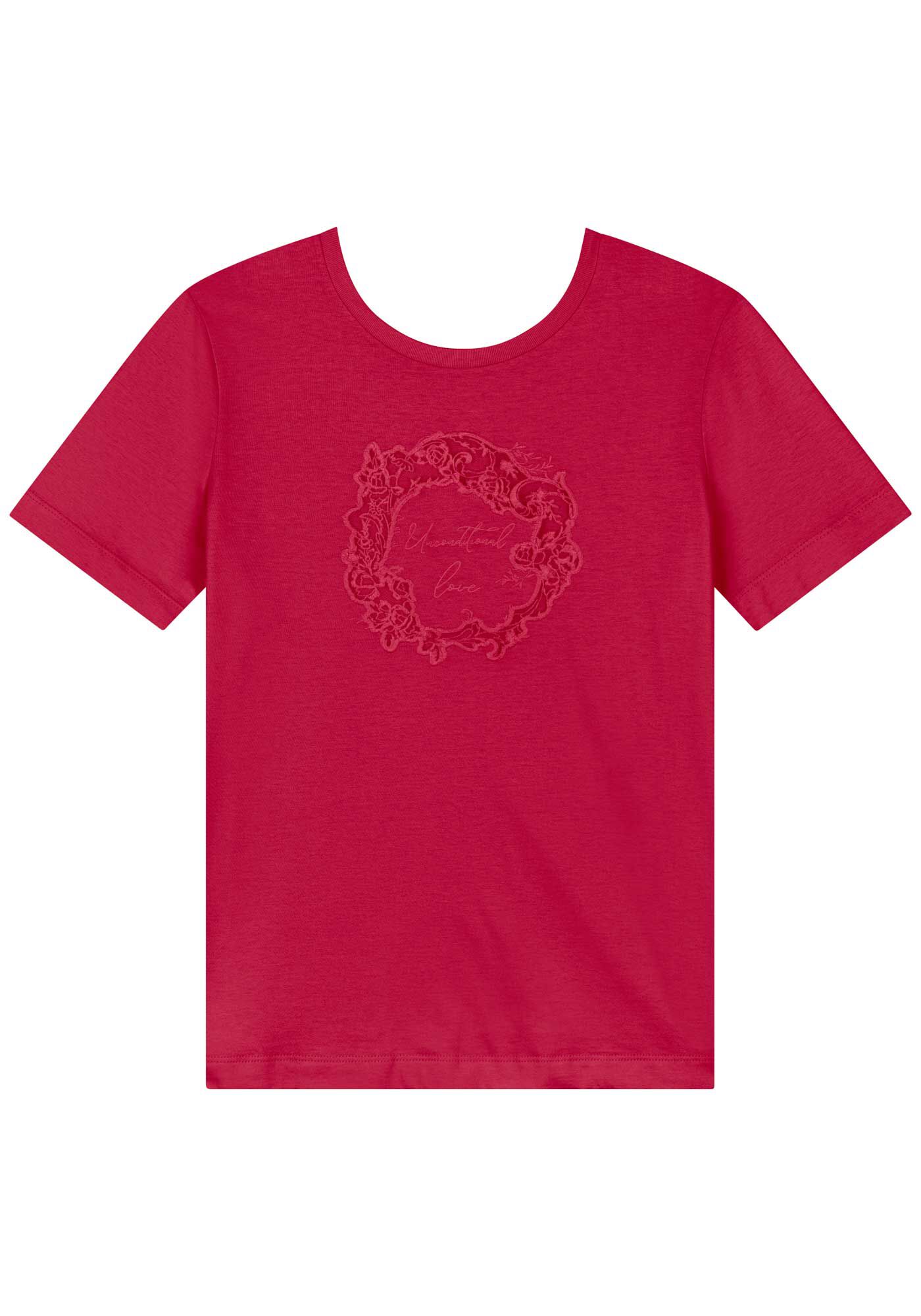 Blusa T-shirt De Mangas Curtas Com Bordado Local Em Tule, , large.