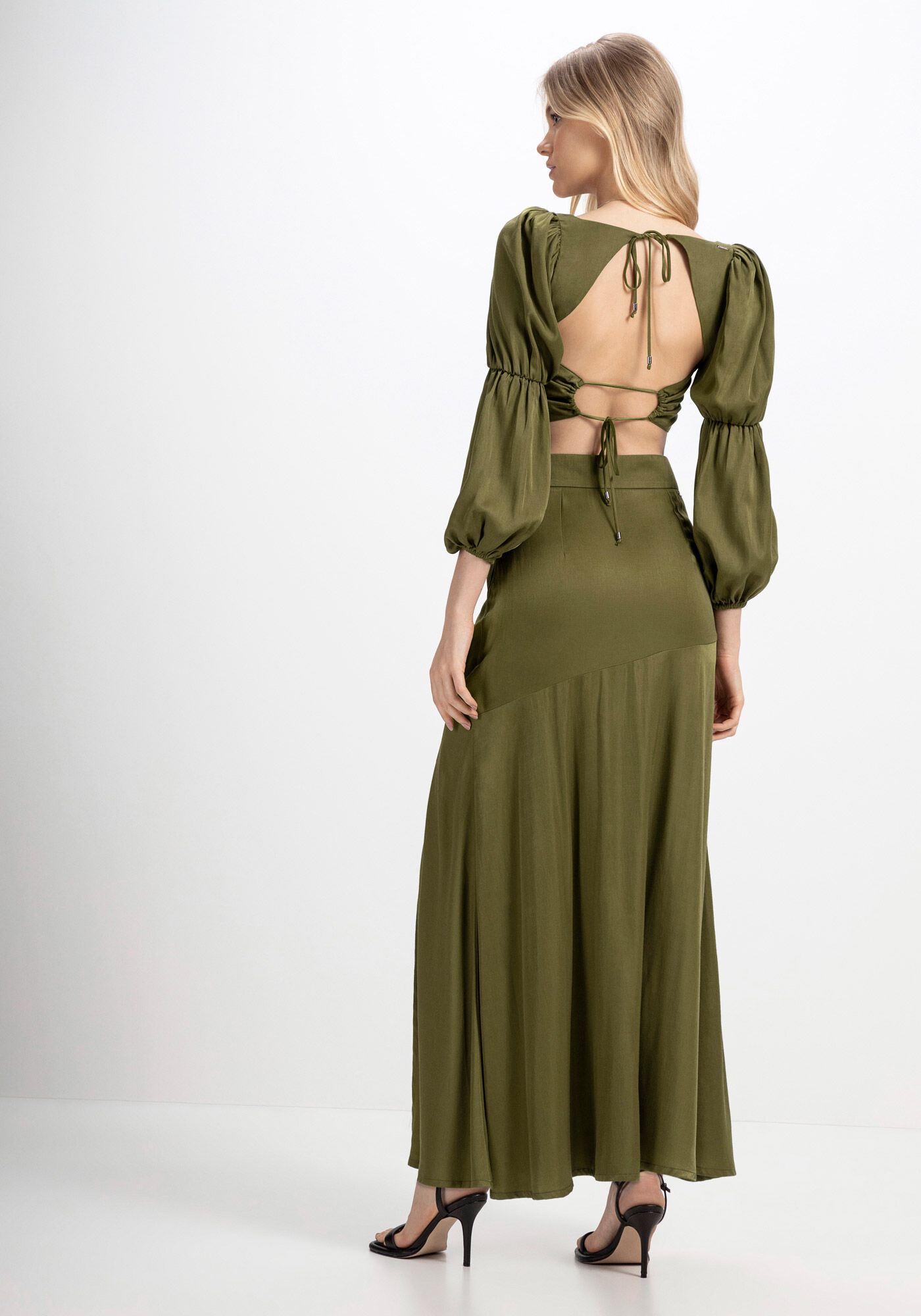 Blusa Cropped com Manga Bufante e Costas Abertas, , large.