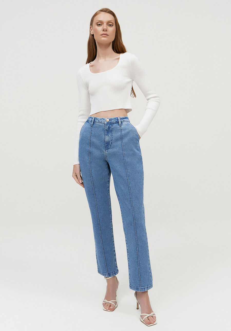Calça Jeans Slim Alfaiataria Cropped, . Calça Jeans Slim Alfaiataria Cropped, , large.