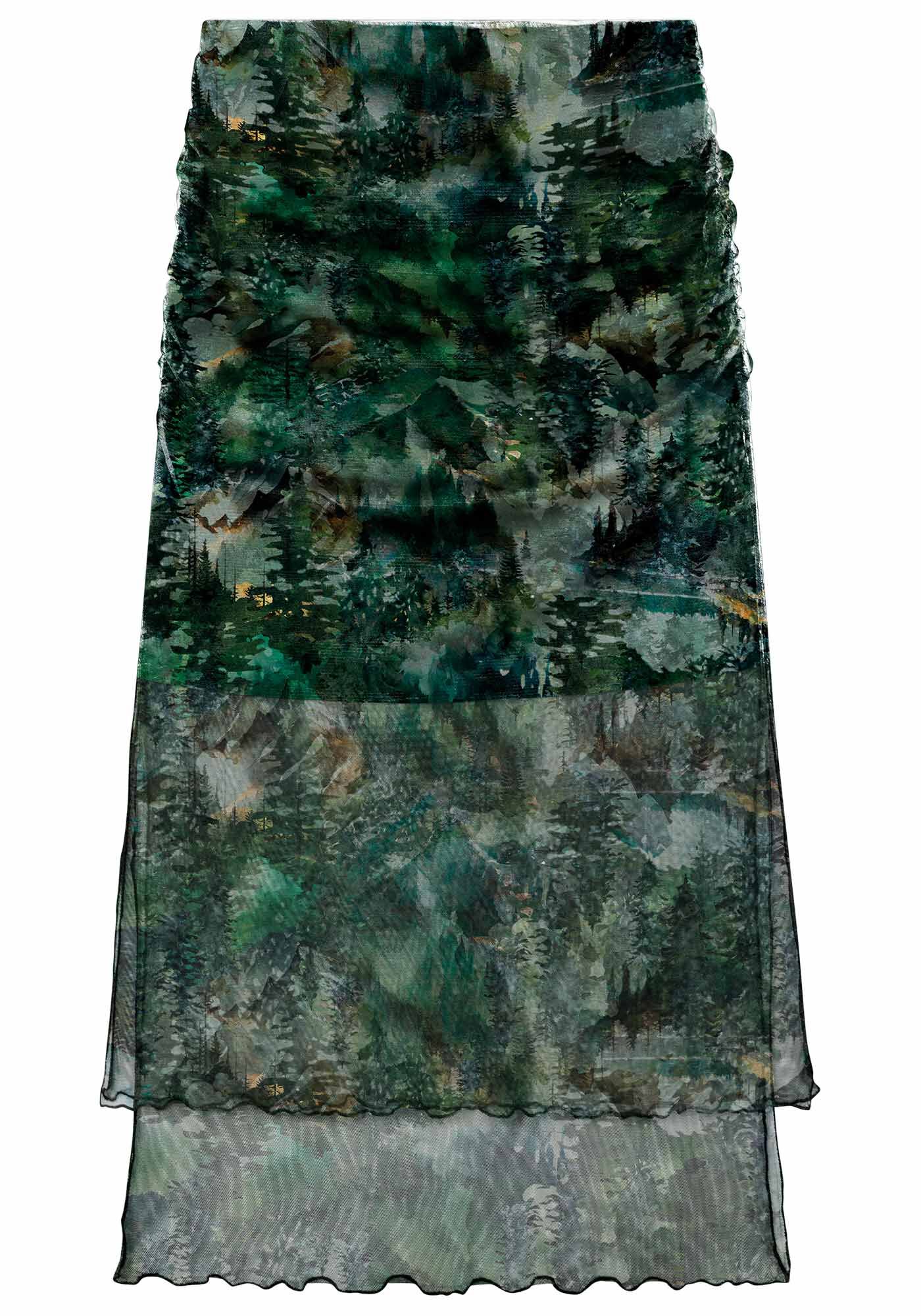 Saia Midi em Tule Estampada Franzida, PINHEIROS, large.