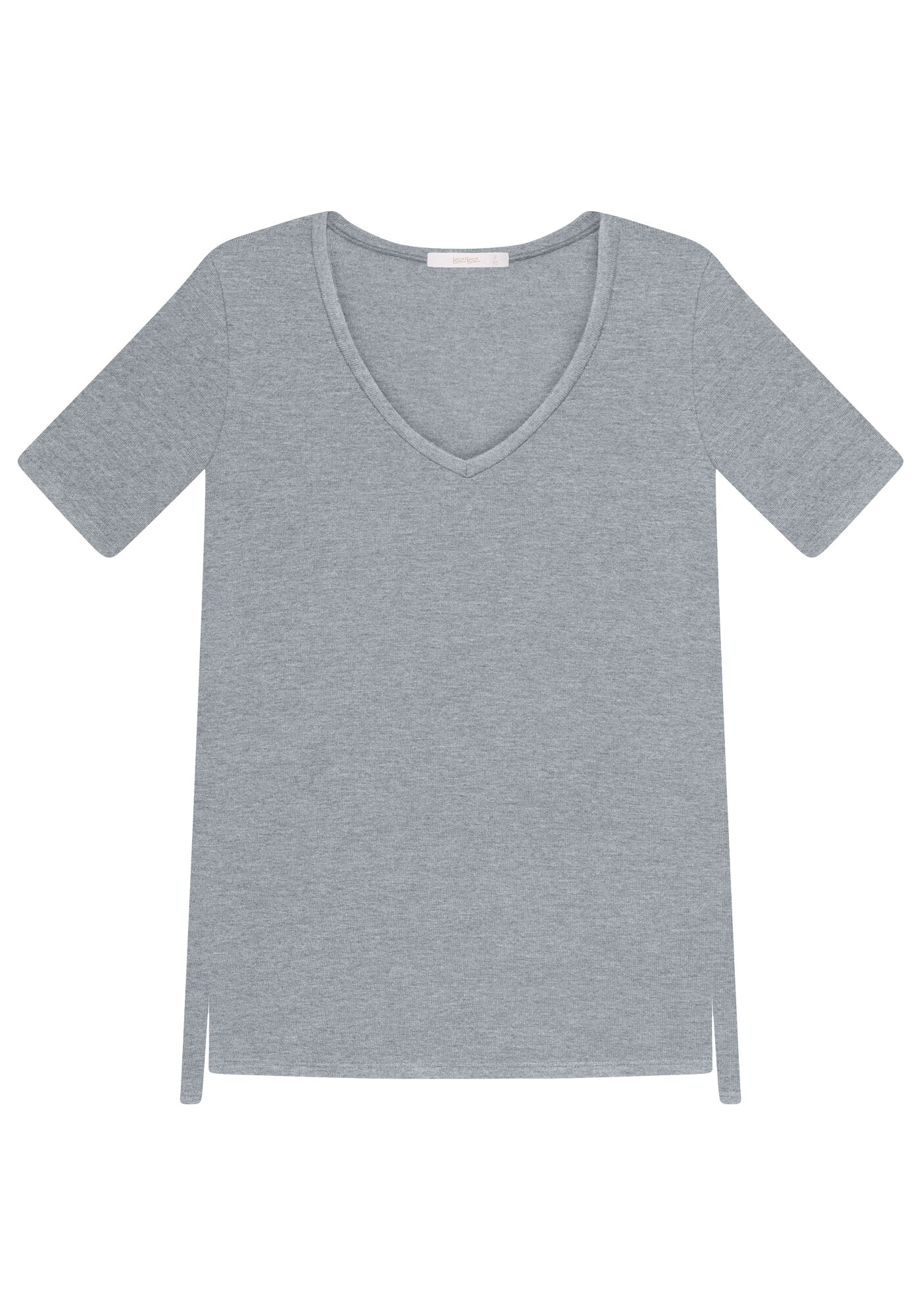 Blusa B&aacute;sica em Malha Decote V, , large.