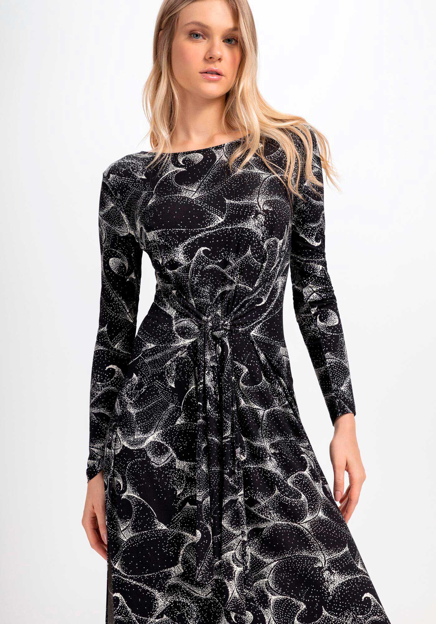 Vestido de malha manga deals longa