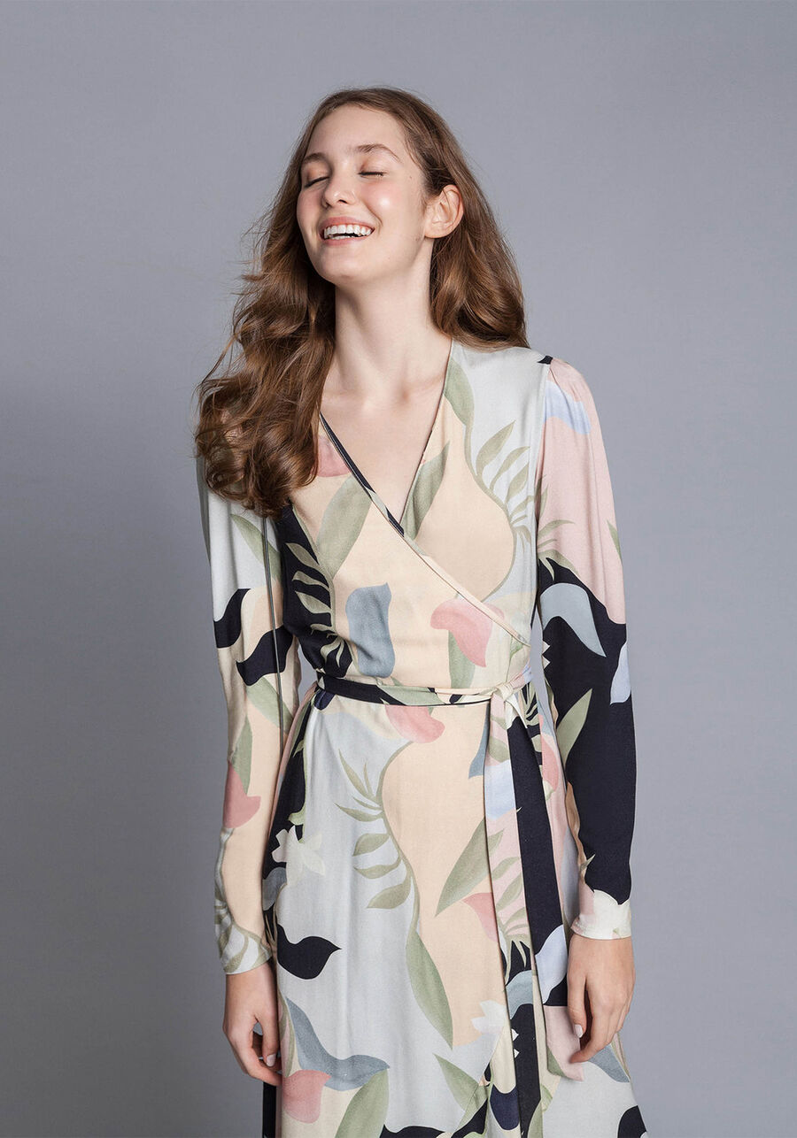 Vestido Manga Longa Transpassado, . Vestido Manga Longa Transpassado, , large.