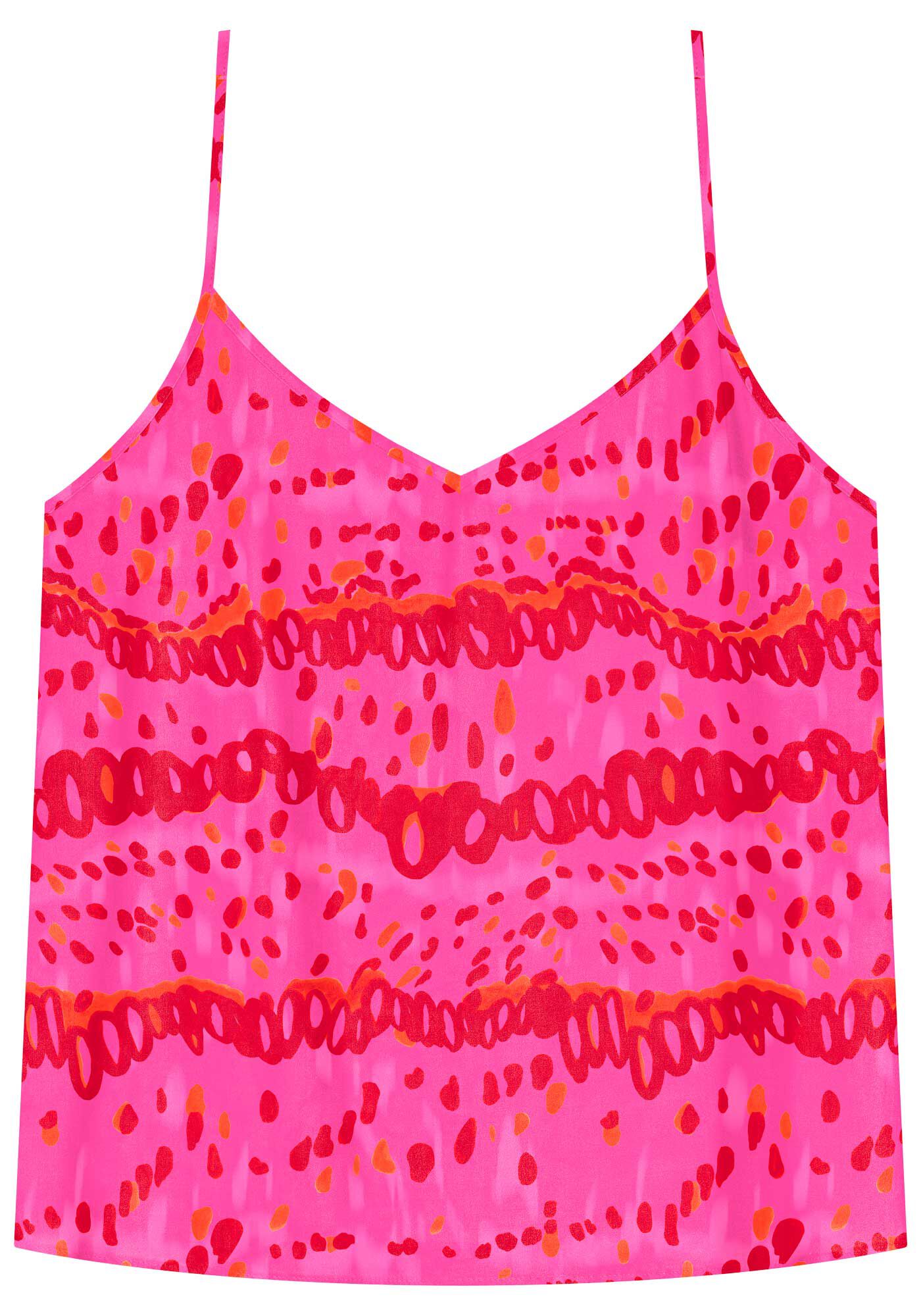 Blusa Regata Estampada De Al&ccedil;as Com Decote V Em Viscose, , large.