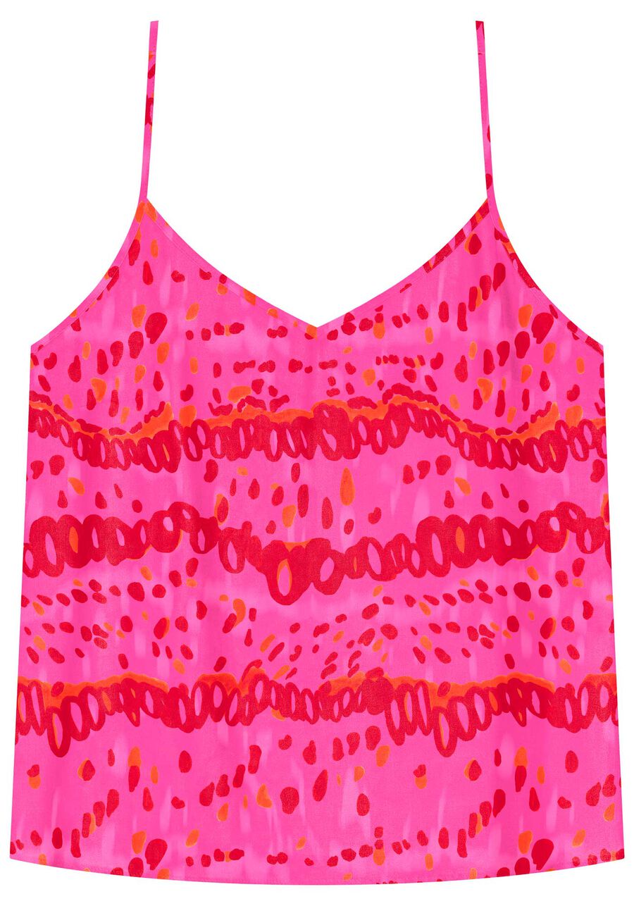 Blusa Regata Estampada De Alças Com Decote V Em Viscose, . Blusa Regata Estampada De Alças Com Decote V Em Viscose, , large.