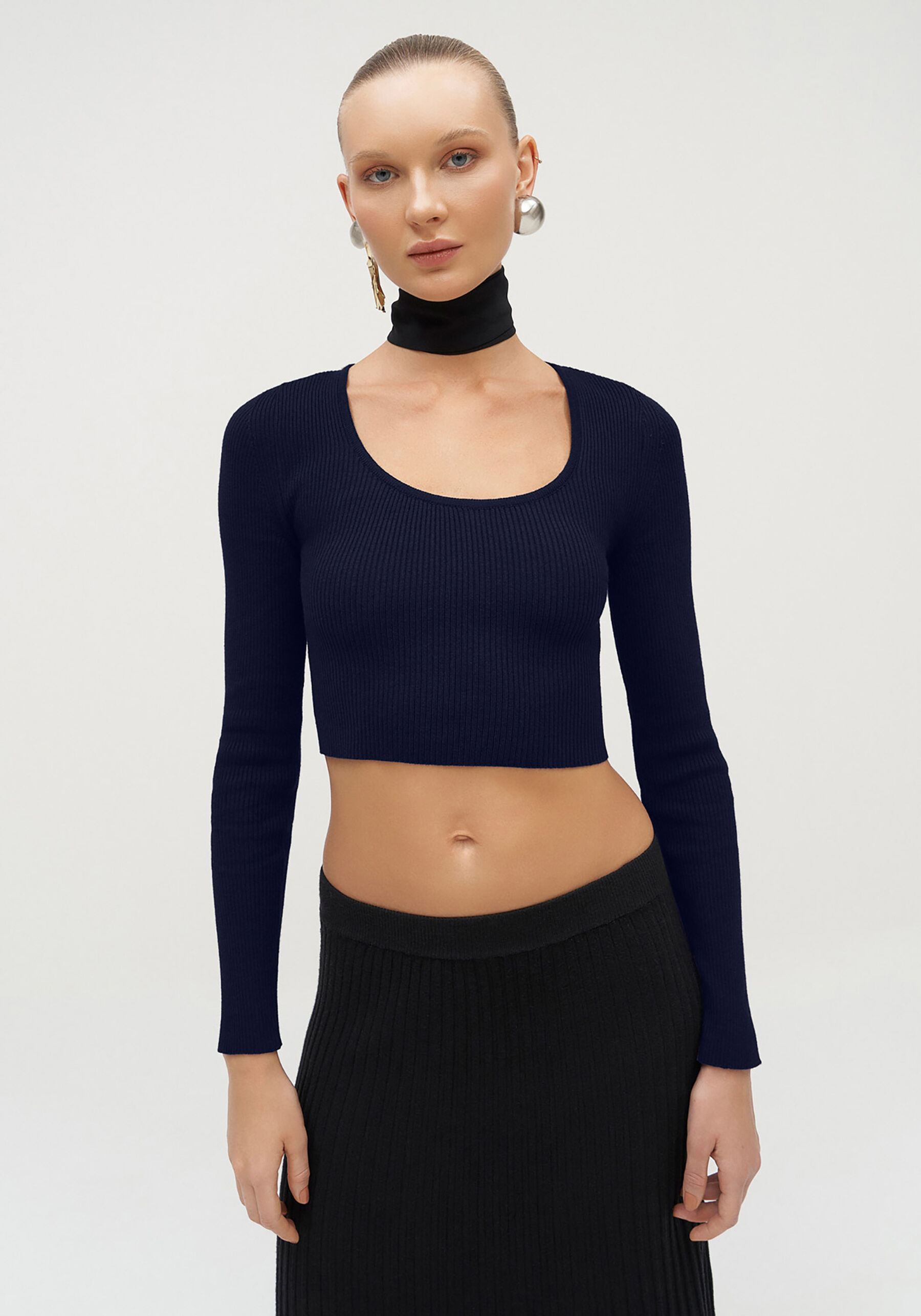 Blusa Cropped em Tricô com Botões Manga, . Blusa Cropped em Tricô com Botões Manga, , large.