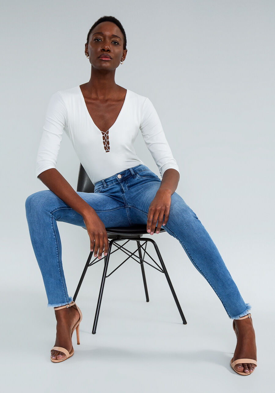 Calça Jeans Skinny Sirena Flat Belly, JEANS. Calça Jeans Skinny Sirena Flat Belly, JEANS, large.