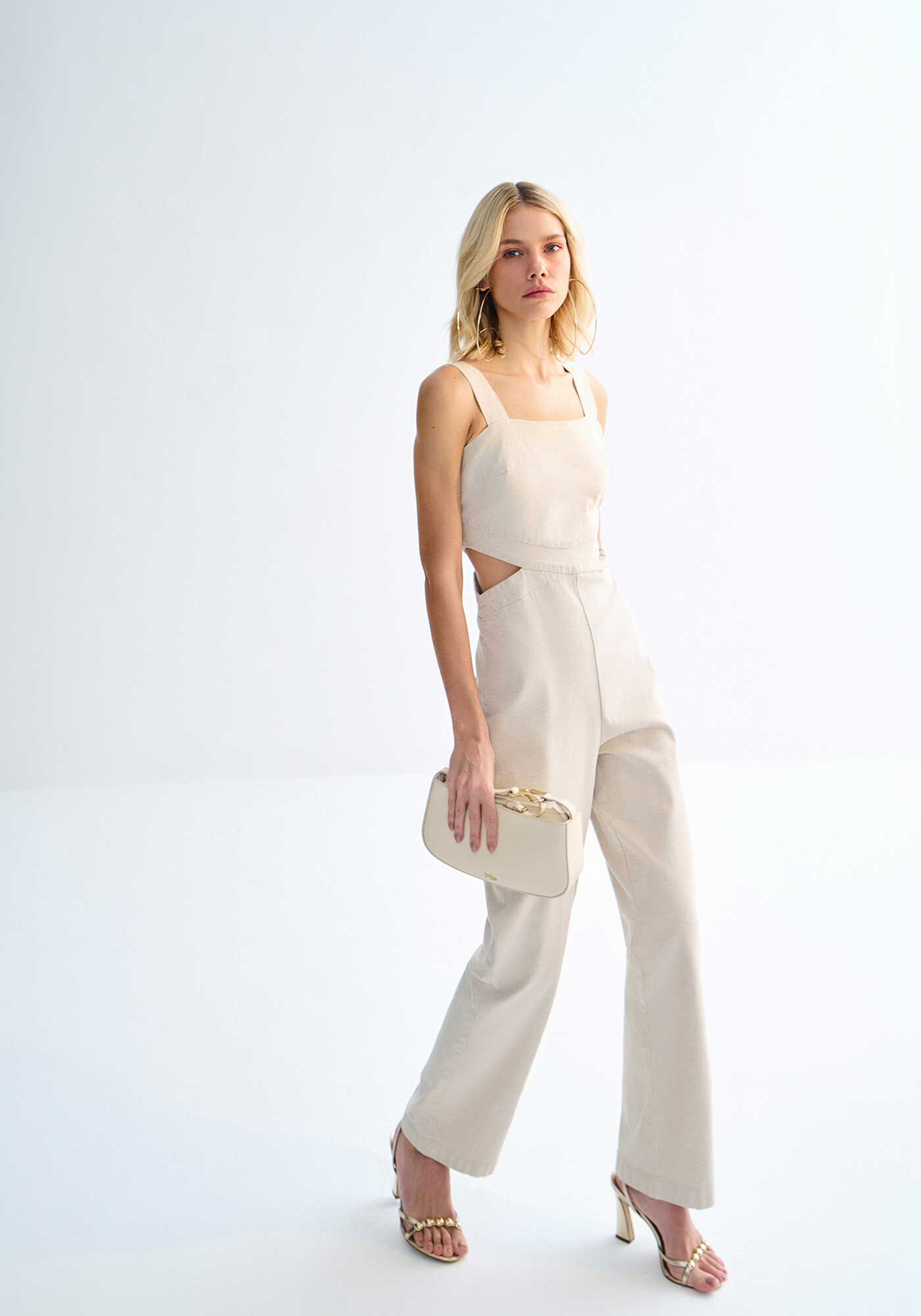 Macac&atilde;o Longo Sarja Alfaiataria com Cut Cintura, , large.