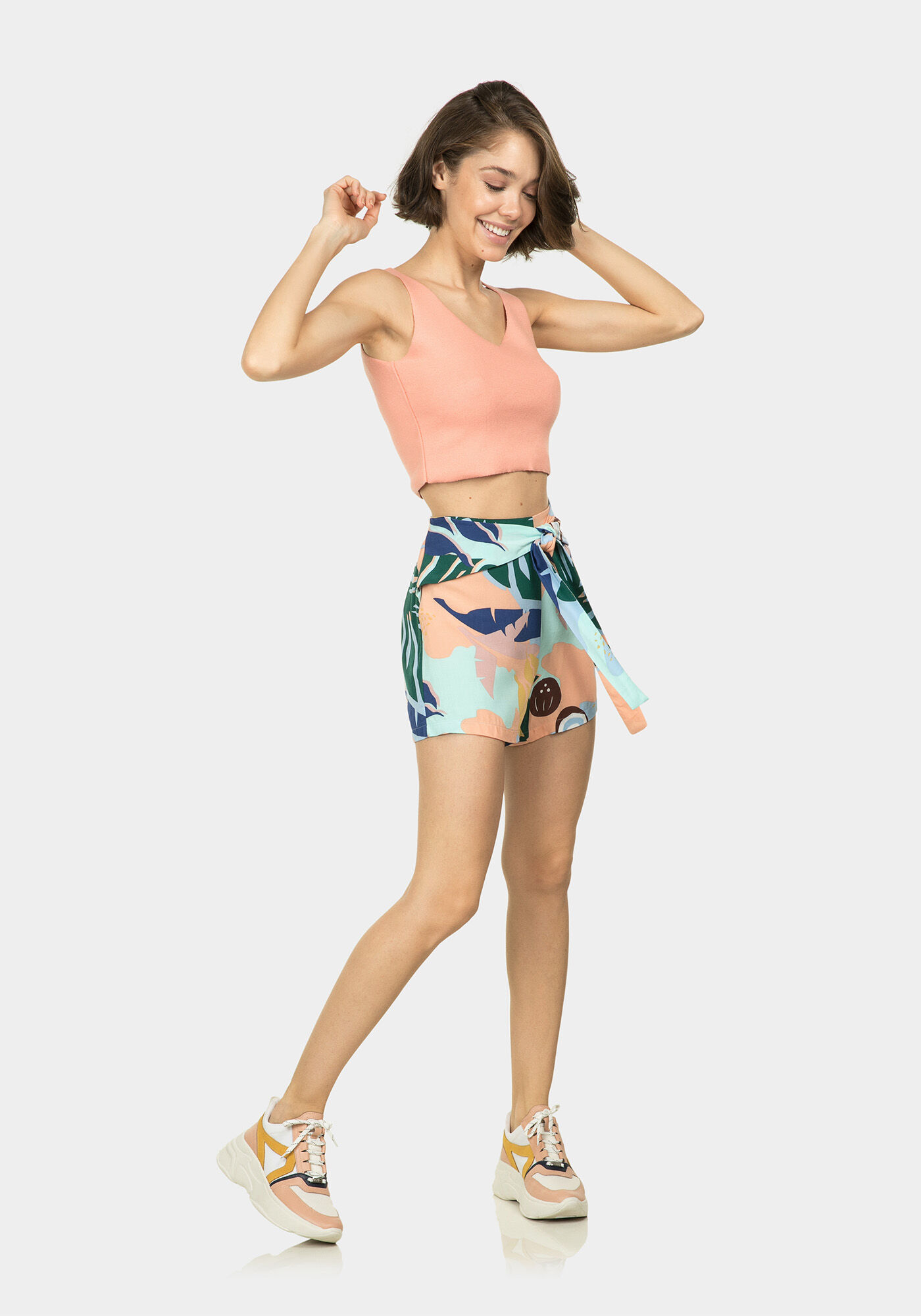 Blusa com Al&ccedil;as Decote V Tric&ocirc;, ROSA, large.