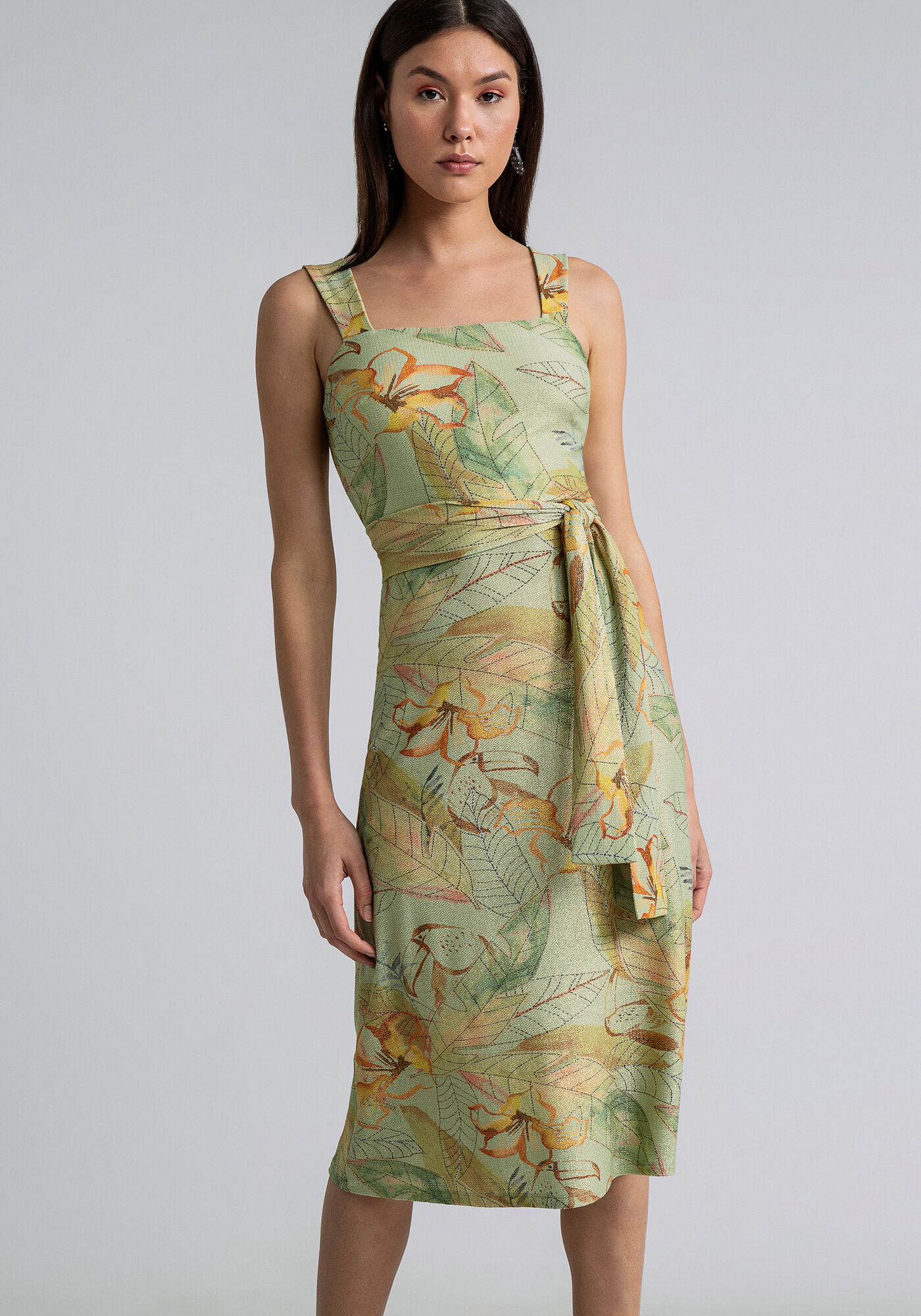 Vestido Midi Decote Reto Faixa, , large.