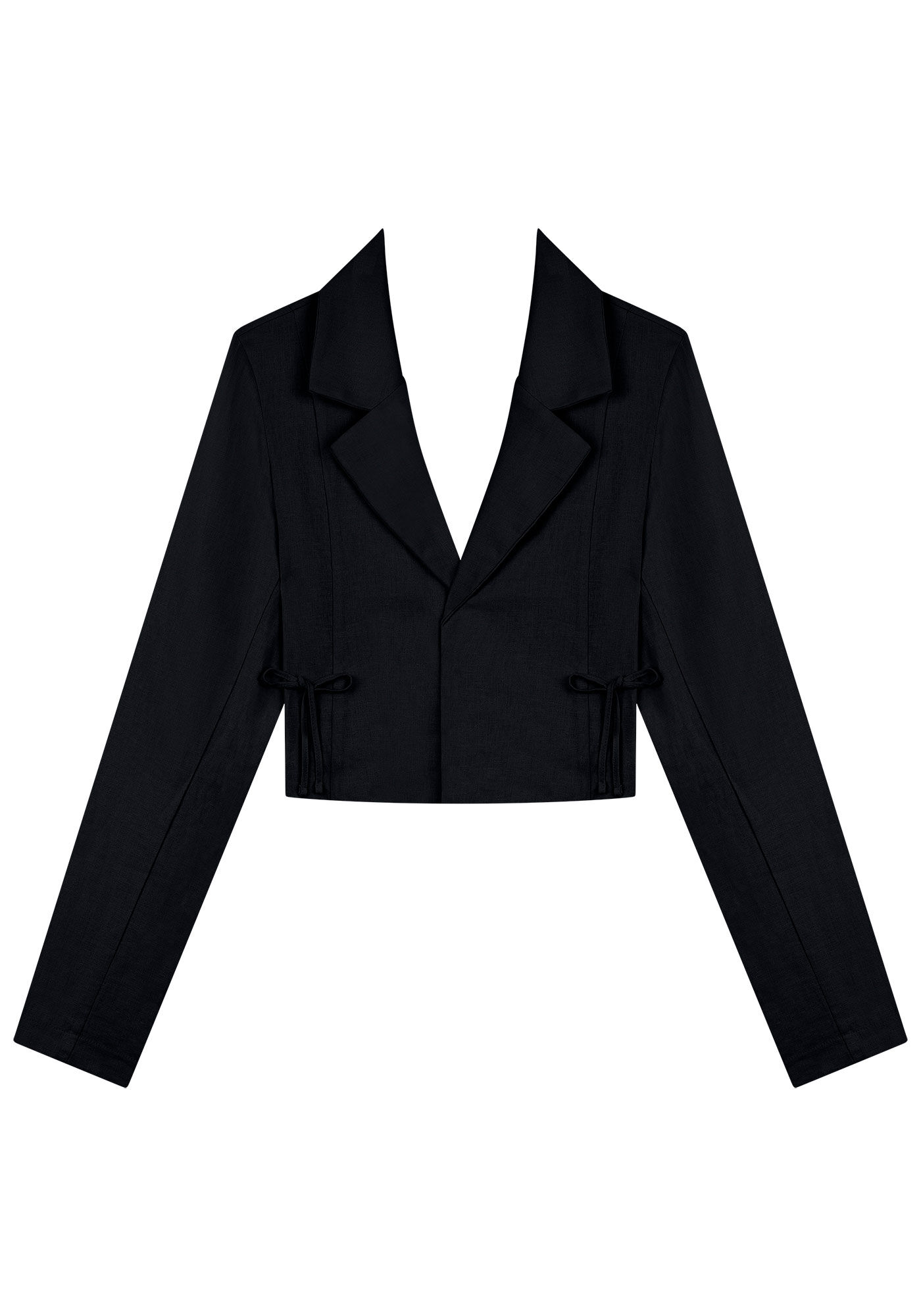 Blazer Cropped em Linho com Amarra&ccedil;&atilde;o, , large.