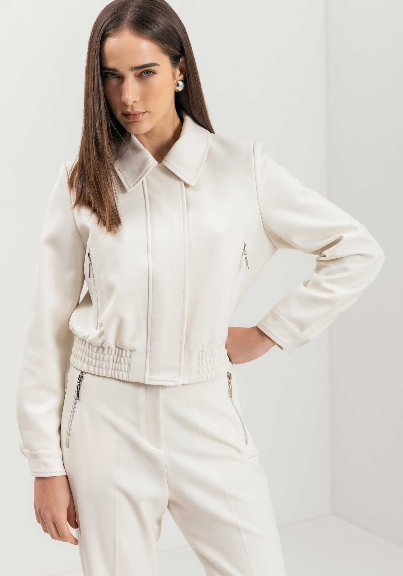 Jaqueta Curta De Manga Longa Com Gola E Z&iacute;peres, , large.