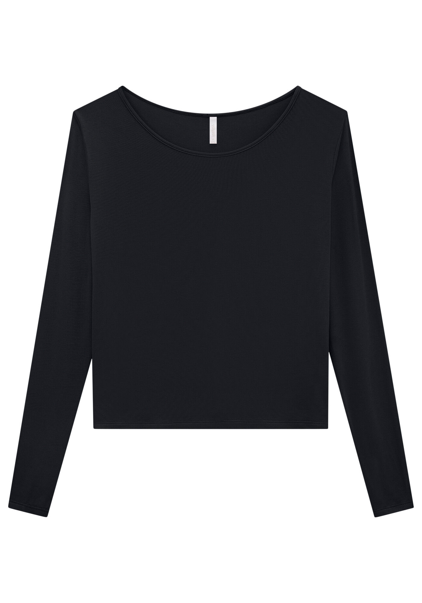 Blusa Manga Longa em Malha B&aacute;sica, PRETO REATIVO, large.