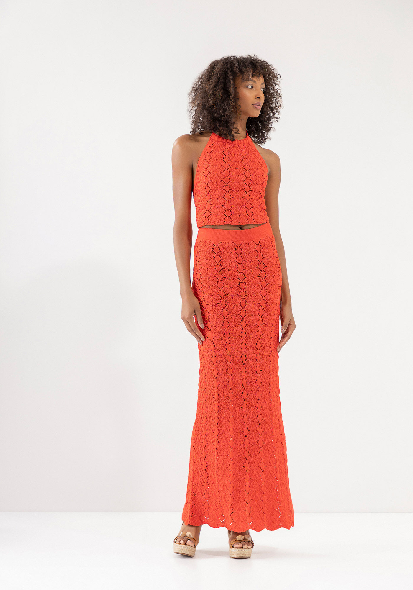 Saia Longa em Tric&ocirc; com Desenho Trama, , large.