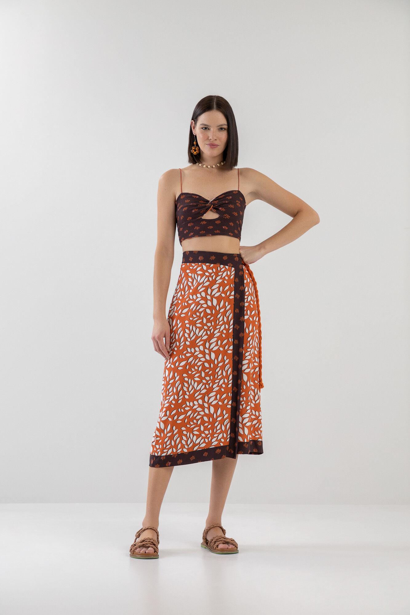 Blusa Canelada Cropped Estampada Dupla Face, JAMBU, large.