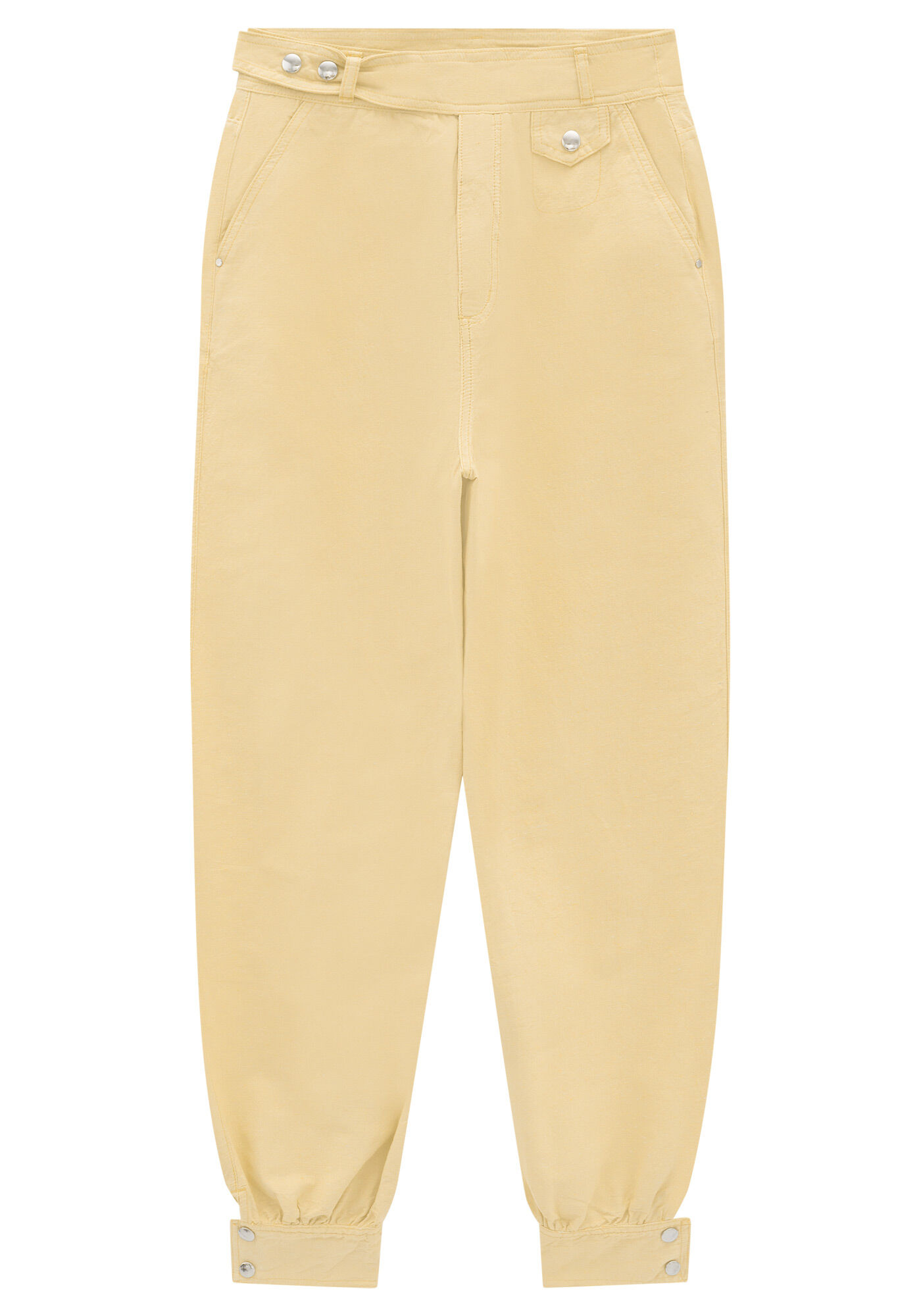 Cal&ccedil;a Sarja Slouchy Cropped com Detalhe C&oacute;s, AMARELO LIMONADA, large.