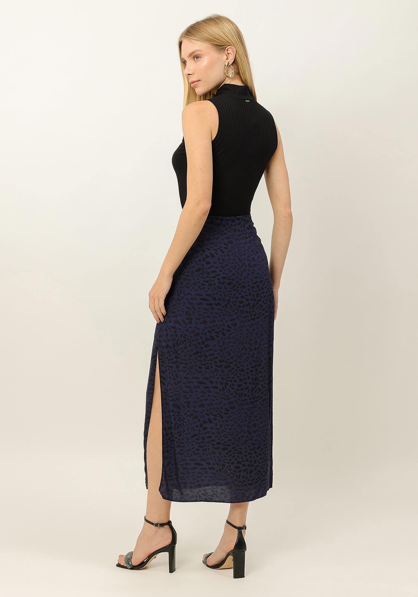 Saia Midi Reta em Viscose Estampada, , large.