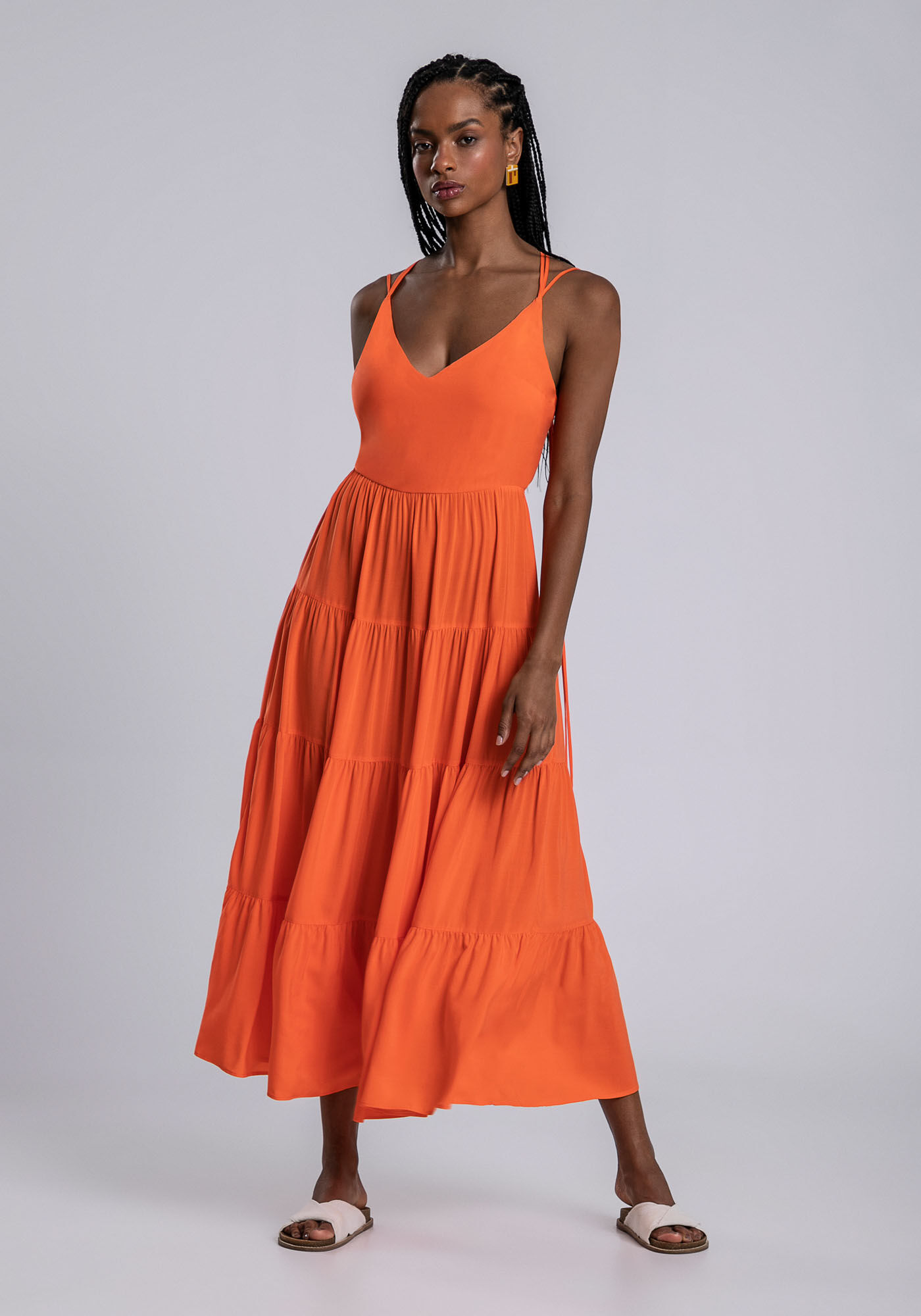 Vestido Midi em Camadas e Amarra&ccedil;&atilde;o Cores, , large.