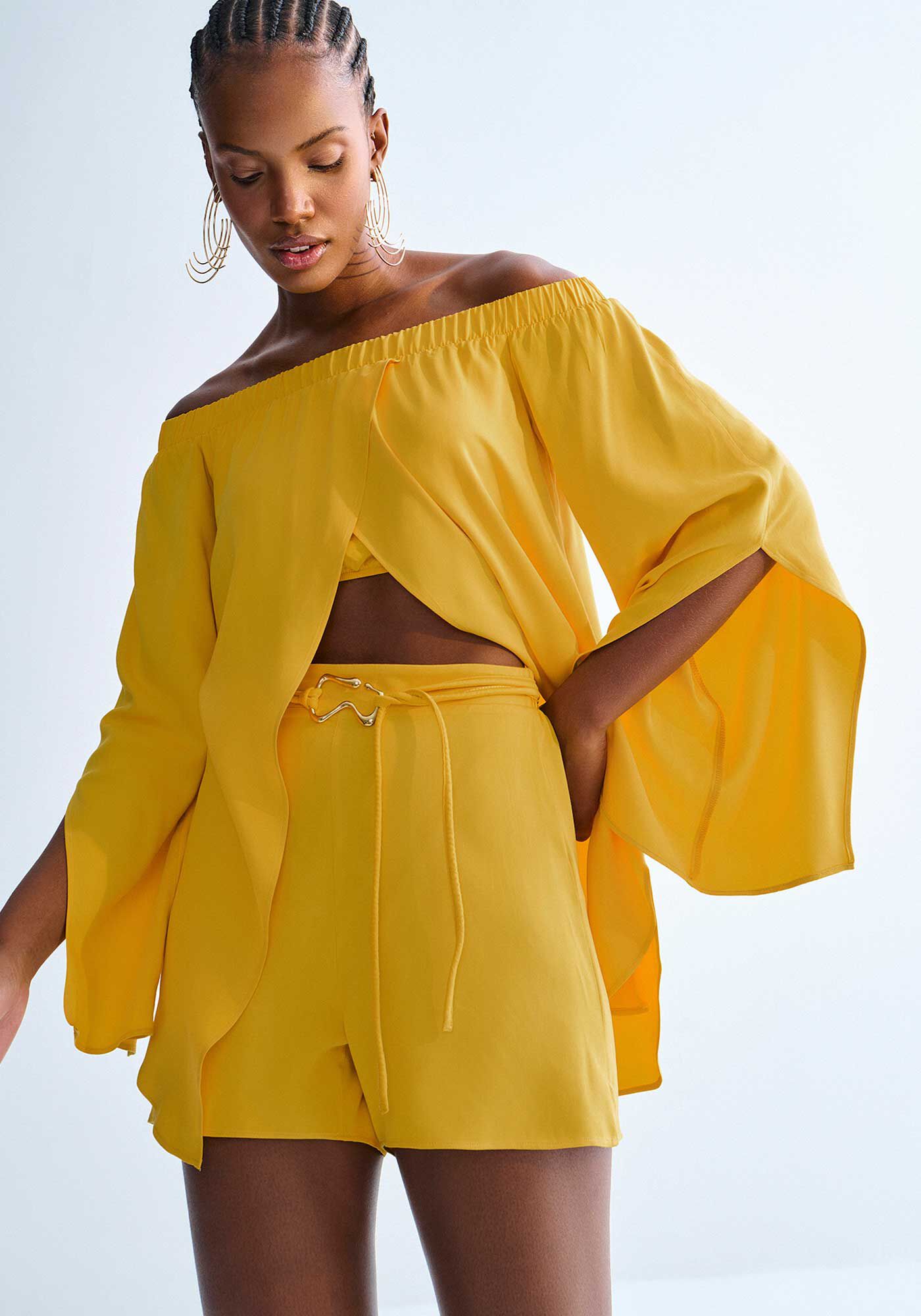 Shorts Cintura Alta com Cinto, , large.