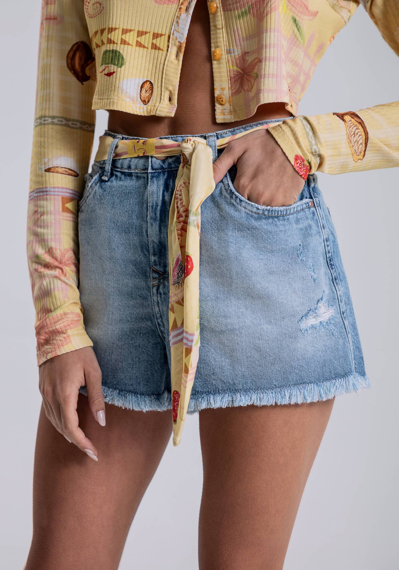 Shorts Jeans Miami com Cinto, JEANS, large.