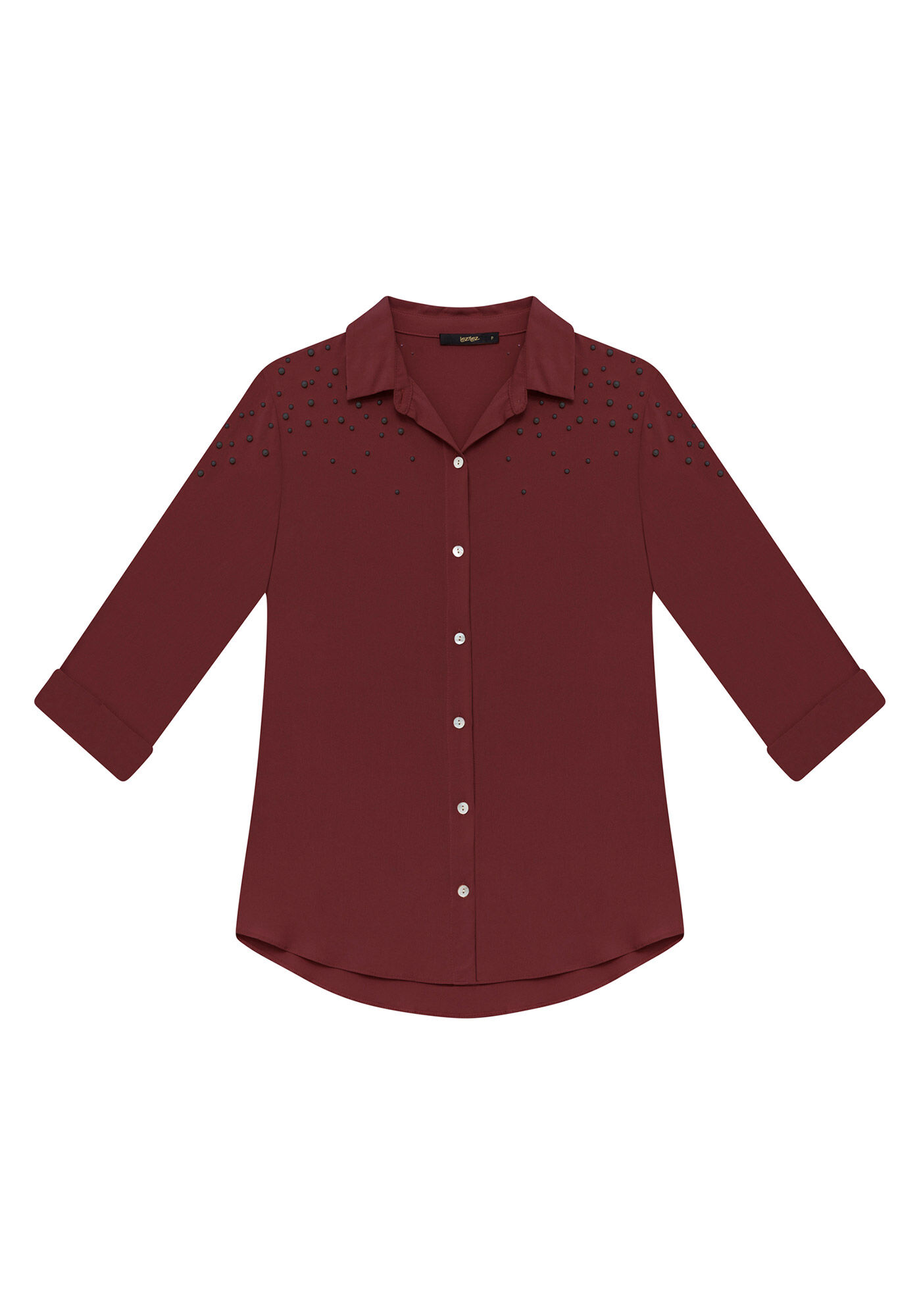 Camisa Manga 3/4 P&eacute;rolas Tecido, , large.