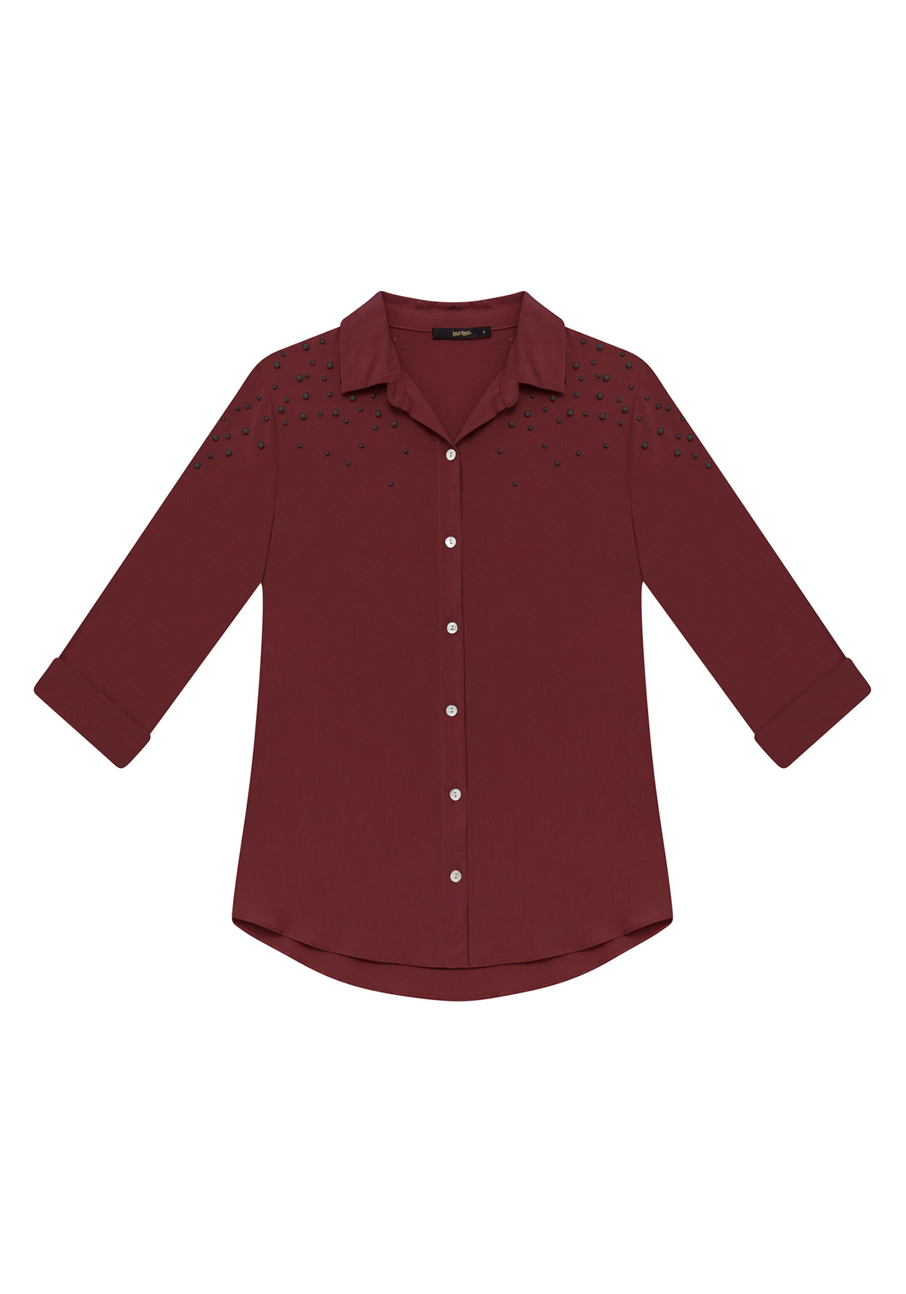 Camisa Manga 3/4 Pérolas Tecido, . Camisa Manga 3/4 Pérolas Tecido, , large.