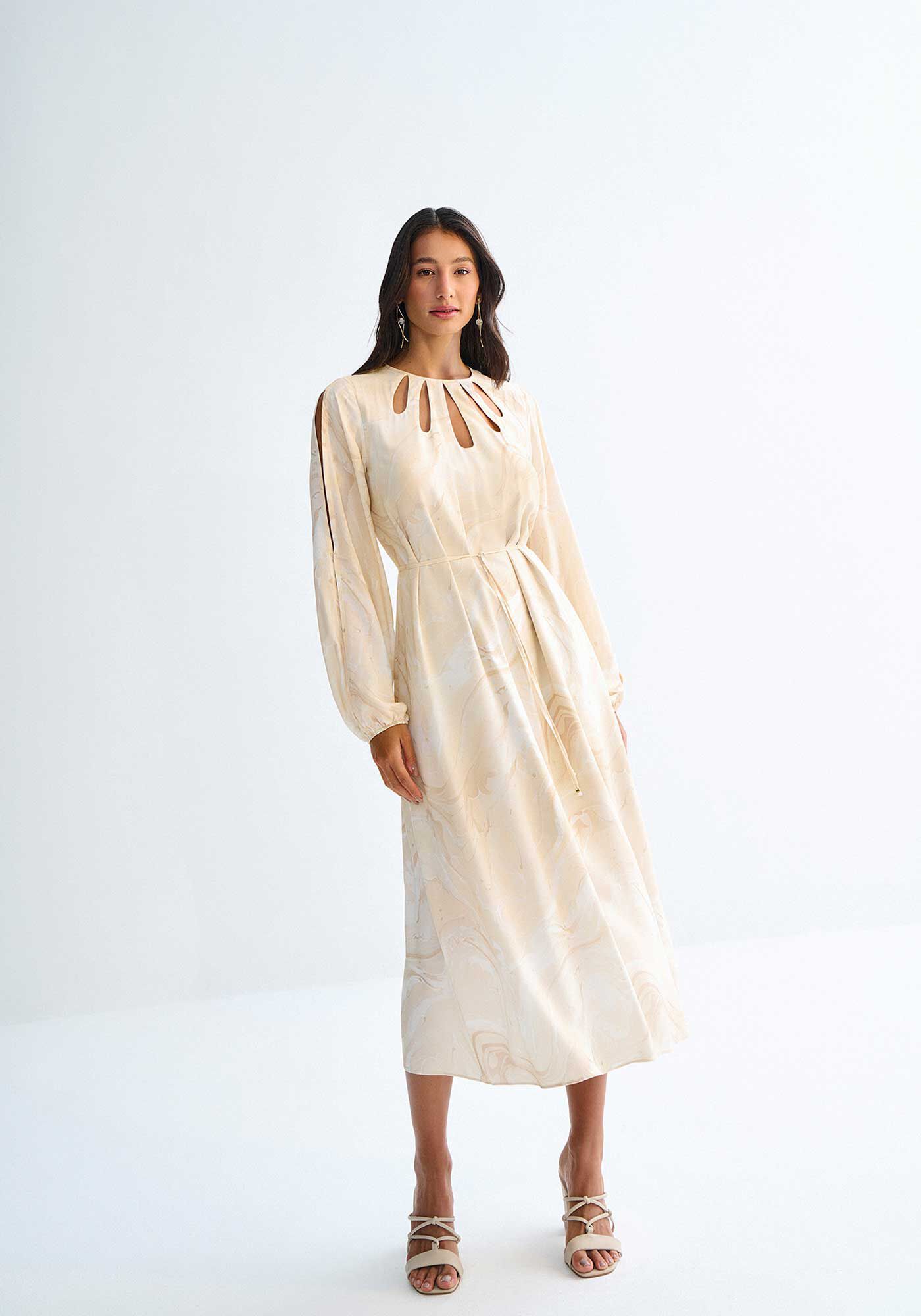 VESTIDO TECIDO RAYON BALI, MAZE BEGE, large.