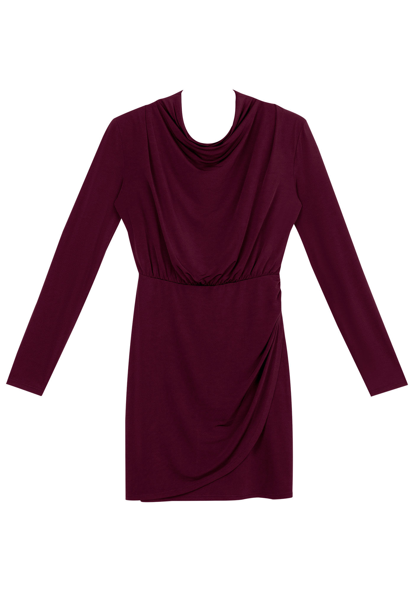 Vestido Curto Manga Longa com Gola Degag&ecirc;, , large.