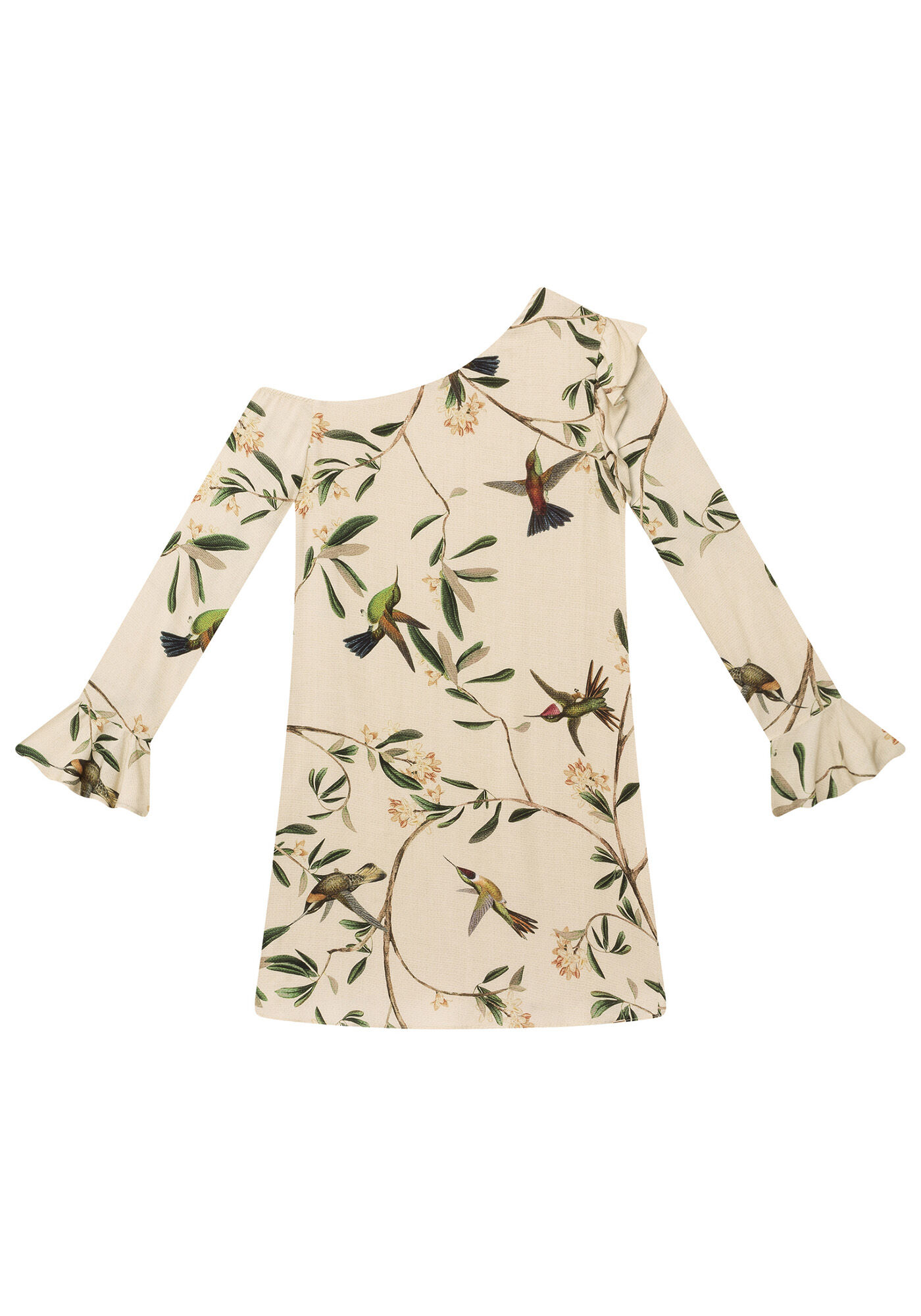 Vestido Manga Longa Ombro S&oacute; Tecido, , large.