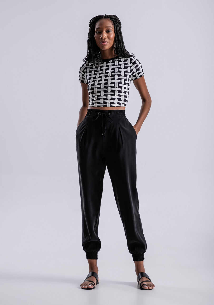 Calça Jogging Cintura Alta com Pregas, . Calça Jogging Cintura Alta com Pregas, , large.