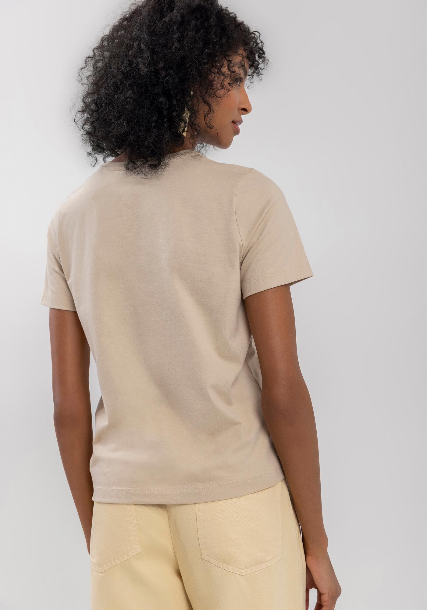 Blusa Em Algod&atilde;o Com Mangas Curtas E Apliques Metalizados, , large.