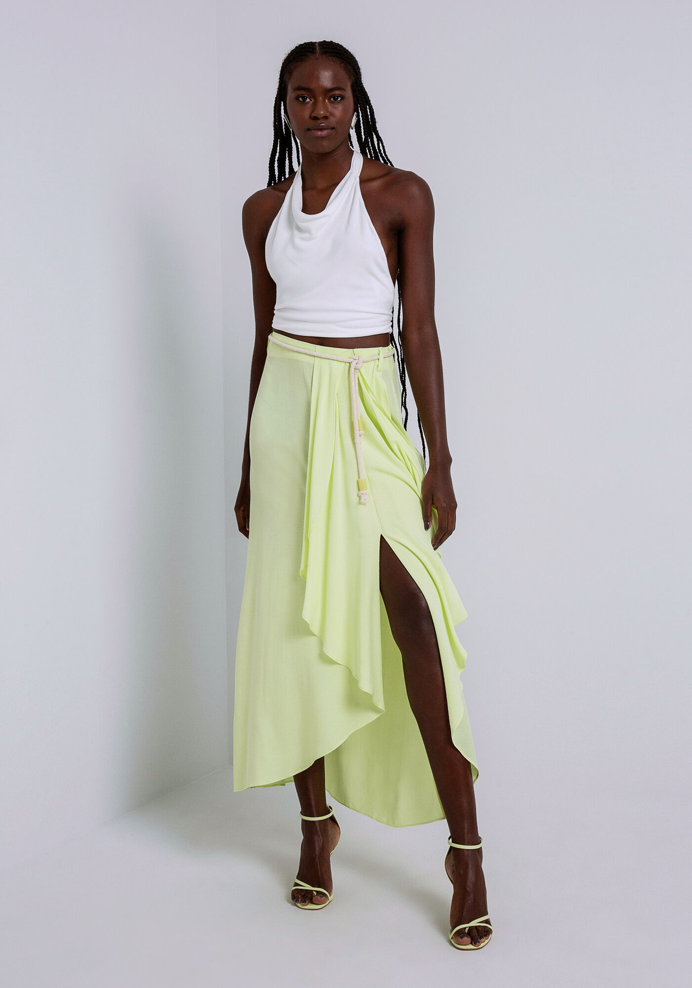 Saia com babado shop midi
