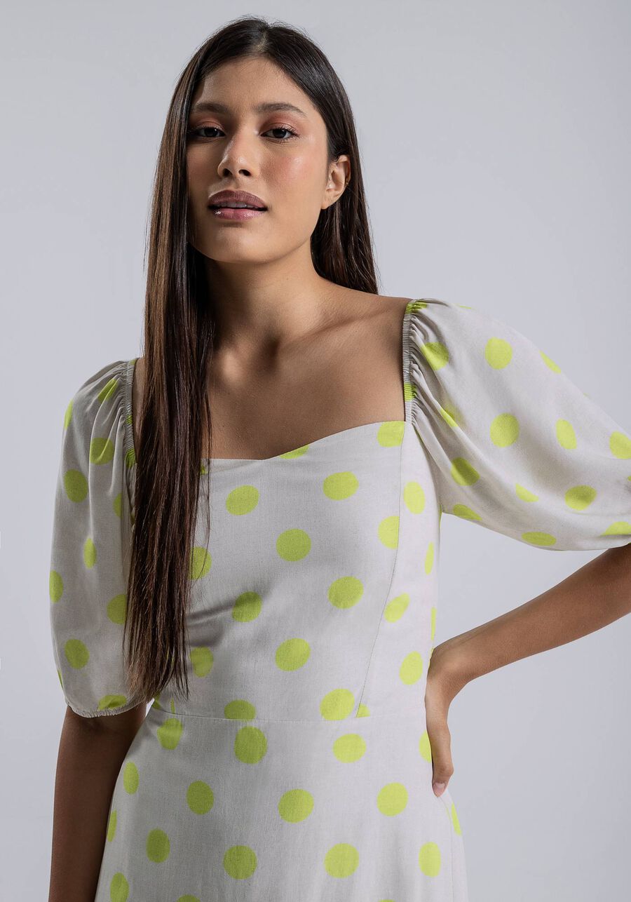 Vestido Midi Estampado com Laço Costas, BOLHAS. Vestido Midi Estampado com Laço Costas, BOLHAS, large.