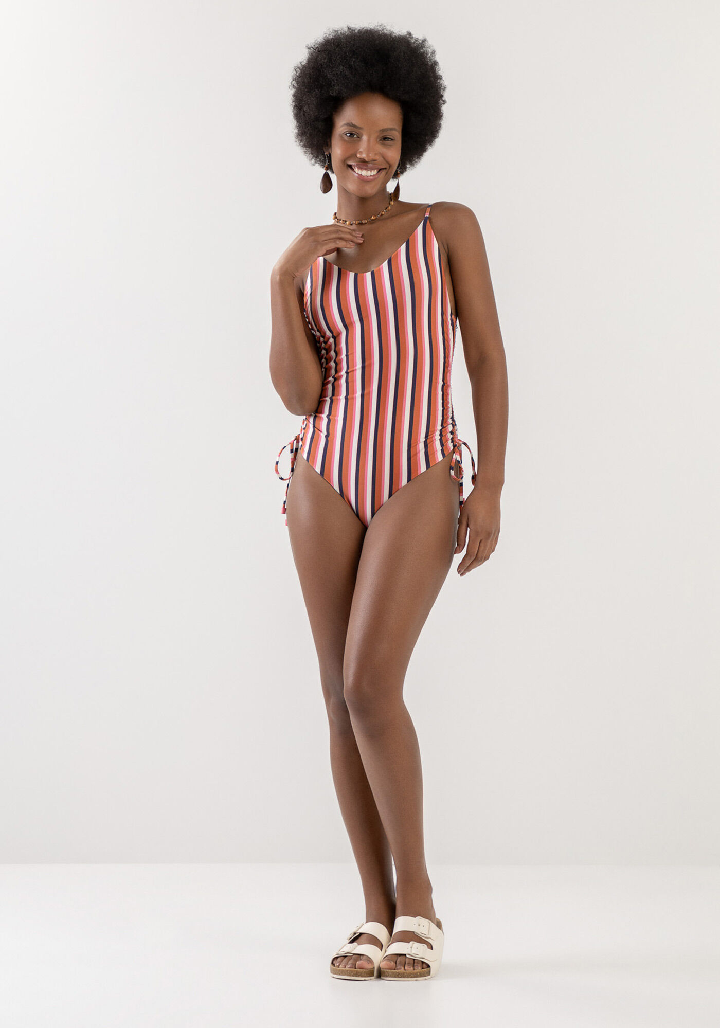 Mai&ocirc; Estampado com Amarra&ccedil;&atilde;o Lateral, , large.