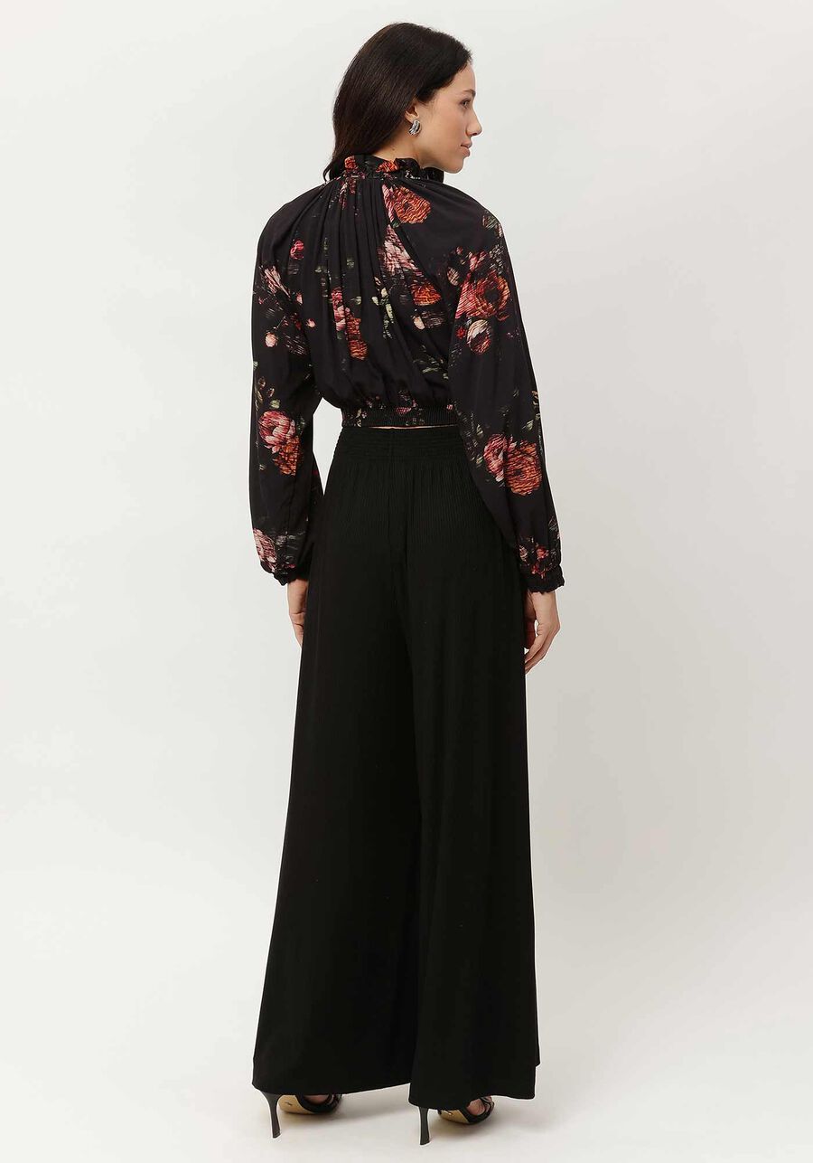 Blusa Manga Longa Franzida com Gola Alta, . Blusa Manga Longa Franzida com Gola Alta, , large.