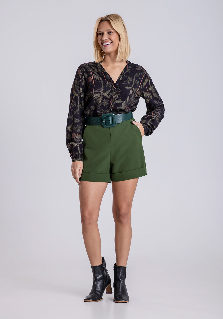 Camisa Manga Longa em Viscose com Gola Padre, SONHO TROPICAL. Camisa Manga Longa em Viscose com Gola Padre, SONHO TROPICAL, large.