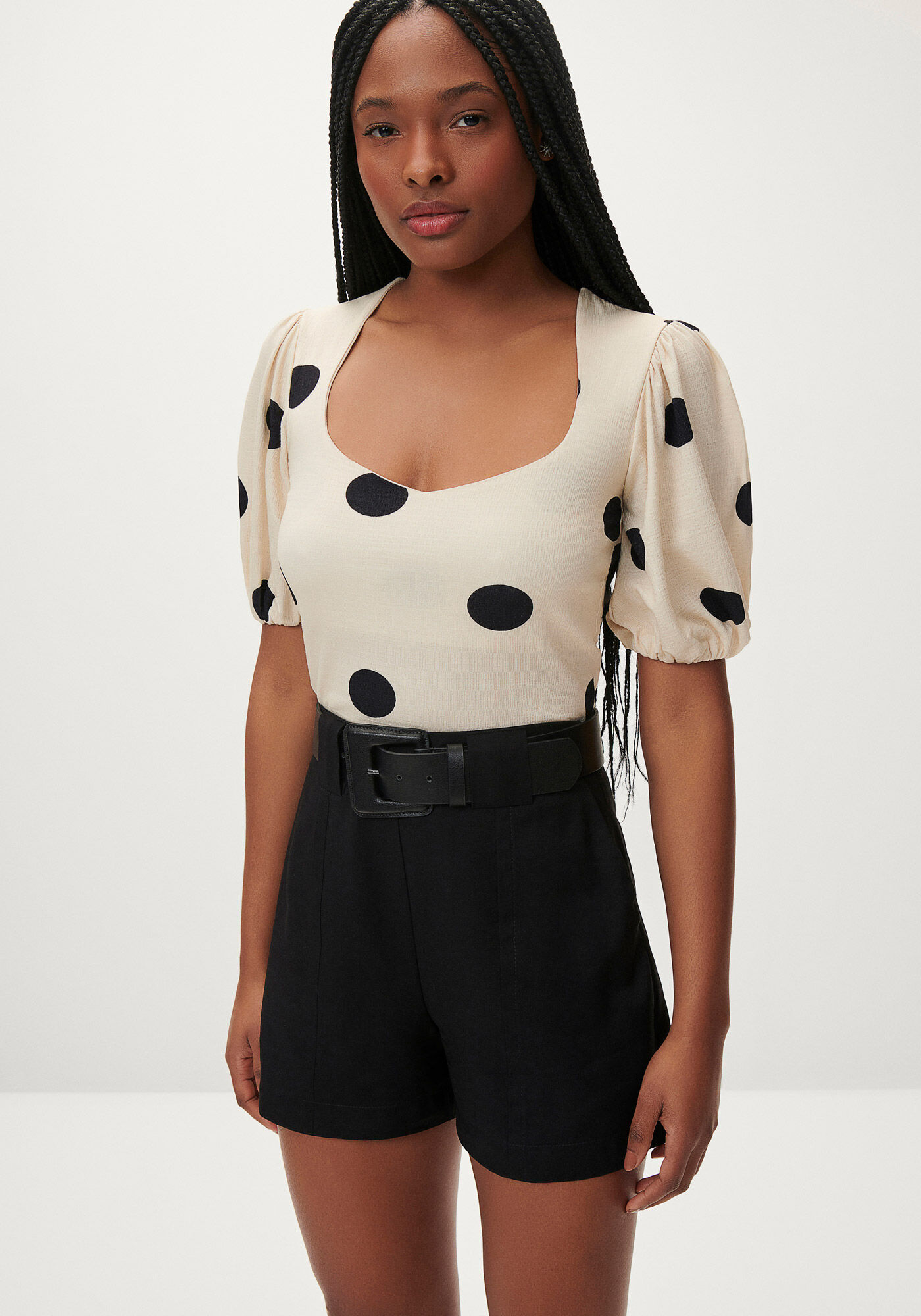 Blusa em Malha Respons&aacute;vel com Manga Bufante, , large.