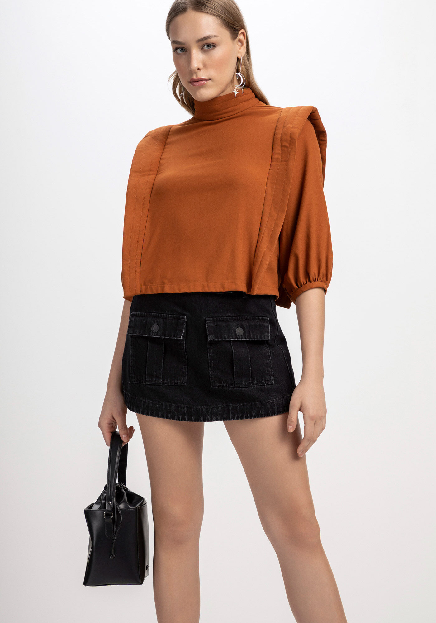 Blusa manga longa online crepe