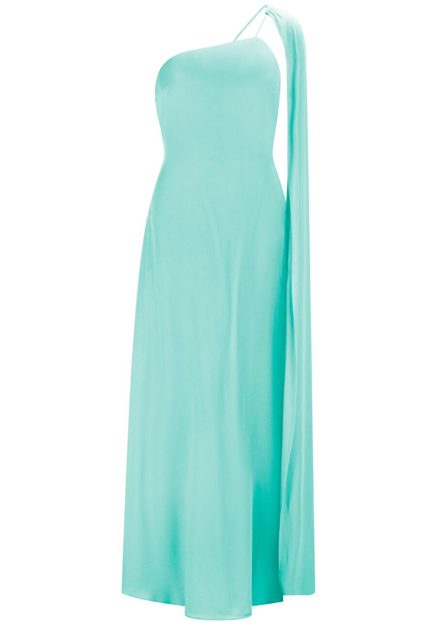 Vestido Longo Um Ombro Só com Máxi Manga Removível, . Vestido Longo Um Ombro Só com Máxi Manga Removível, , large.