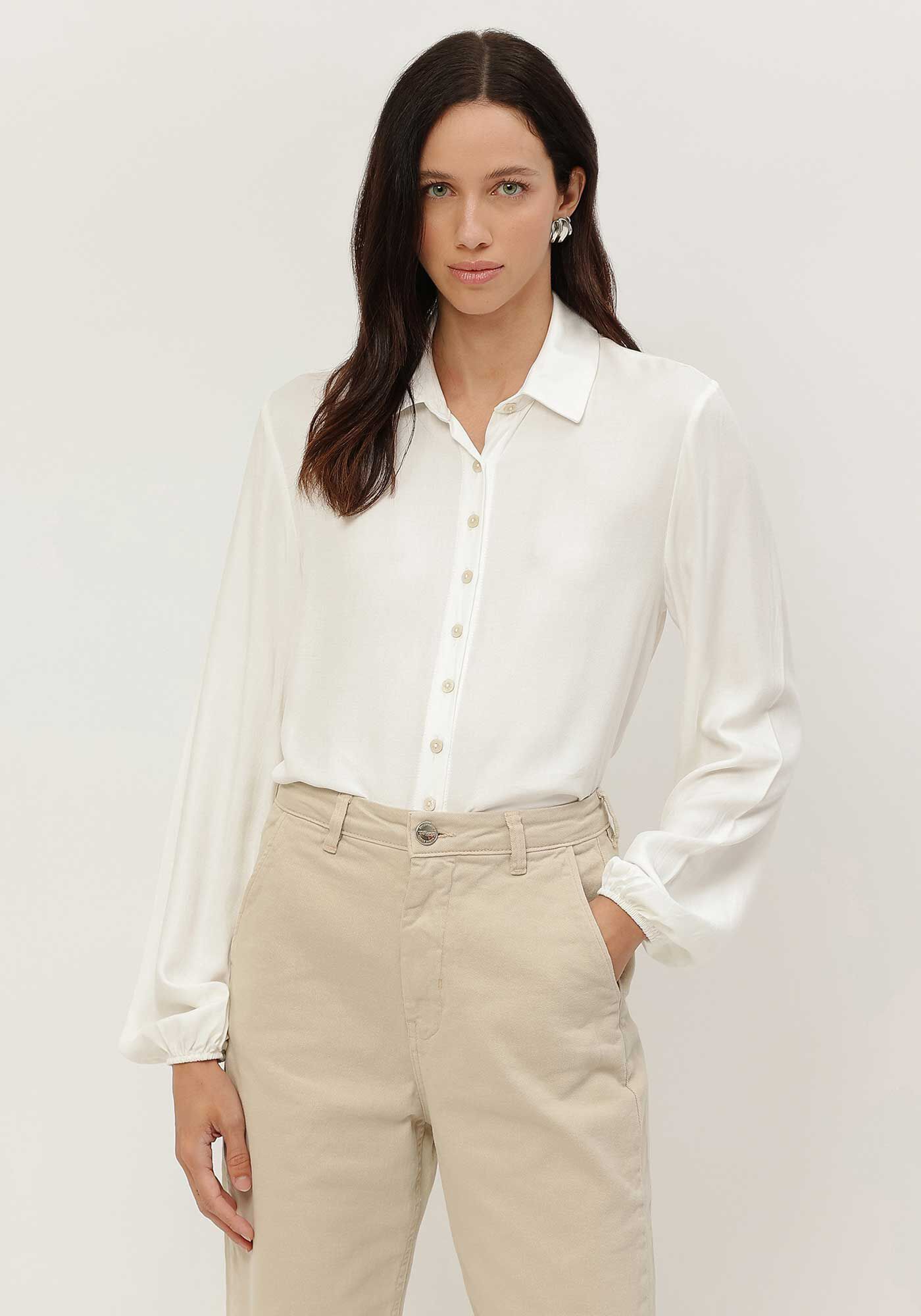 Camisa Manga Longa Bufante em Crepe, , large.